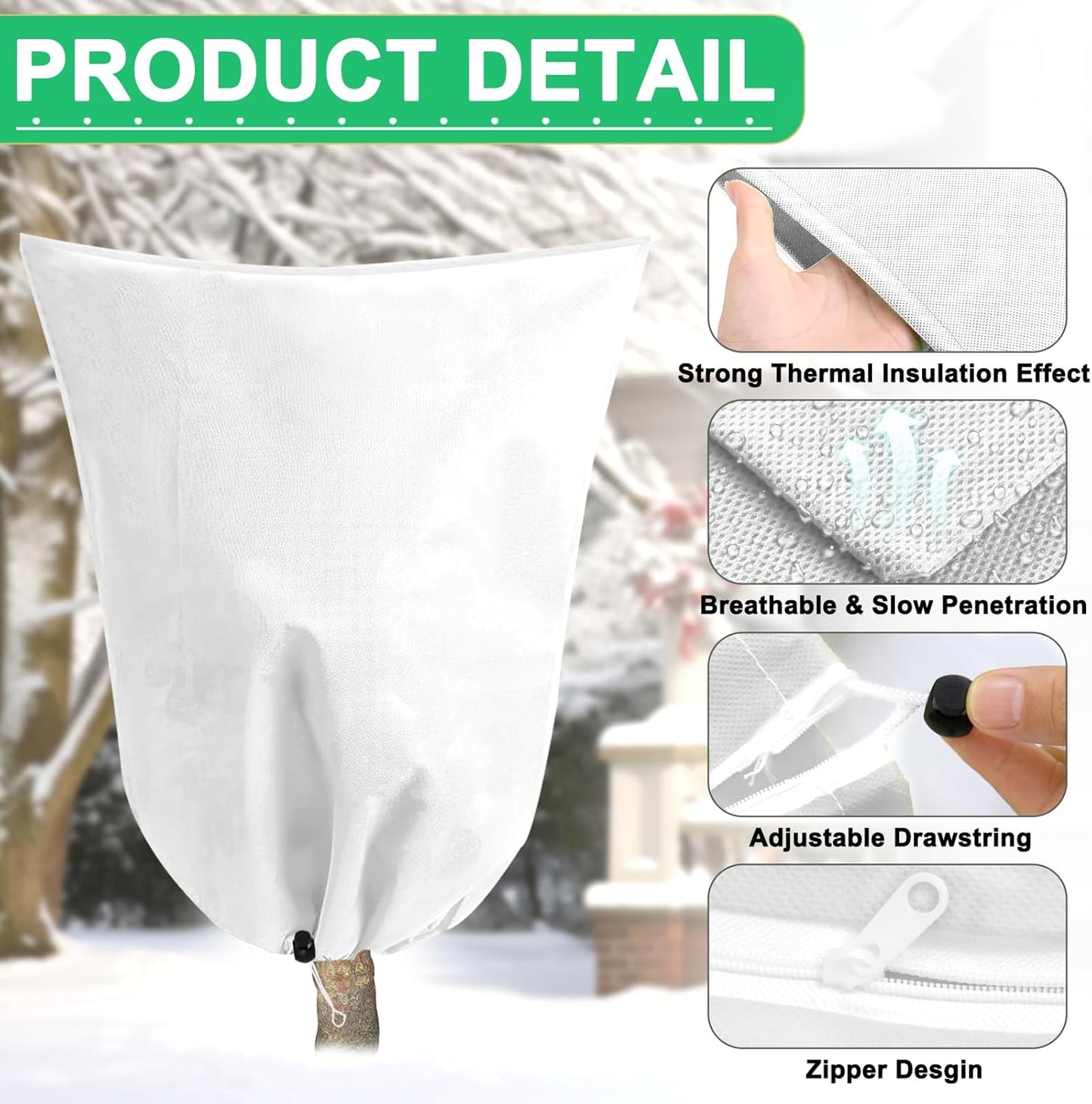 DQS 2 Pack Plant Covers Freeze Protection, 47.2" x70.8" Winter Frost Protection Blankets Frost Cloth,Suitable for Outdoor Winter Frost, Cold Weather, shrubs, Trees, Jackets, and coverings