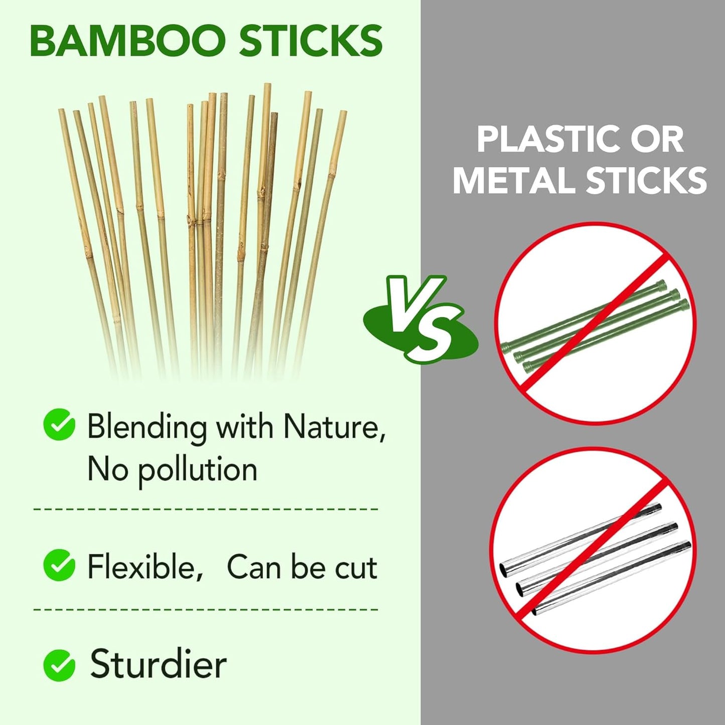 100 Pcs 18 inches Garden Stakes for Plants, Natural Bamboo Sticks for Indoor and Outdoor Climbing Plants Support