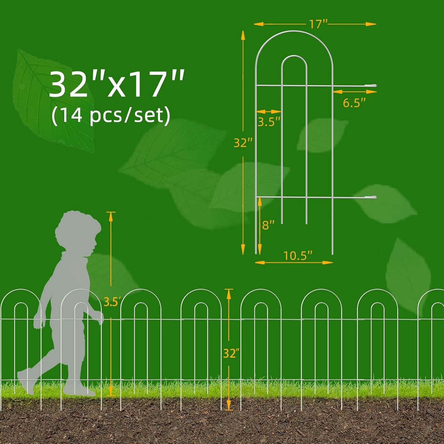 Decorative White Garden Border Fence 32inX20ft Rustproof Landscape Metal Edging Patio Decor Yard Fencing Patio Flower Bed Garden Fencing for Outdoor