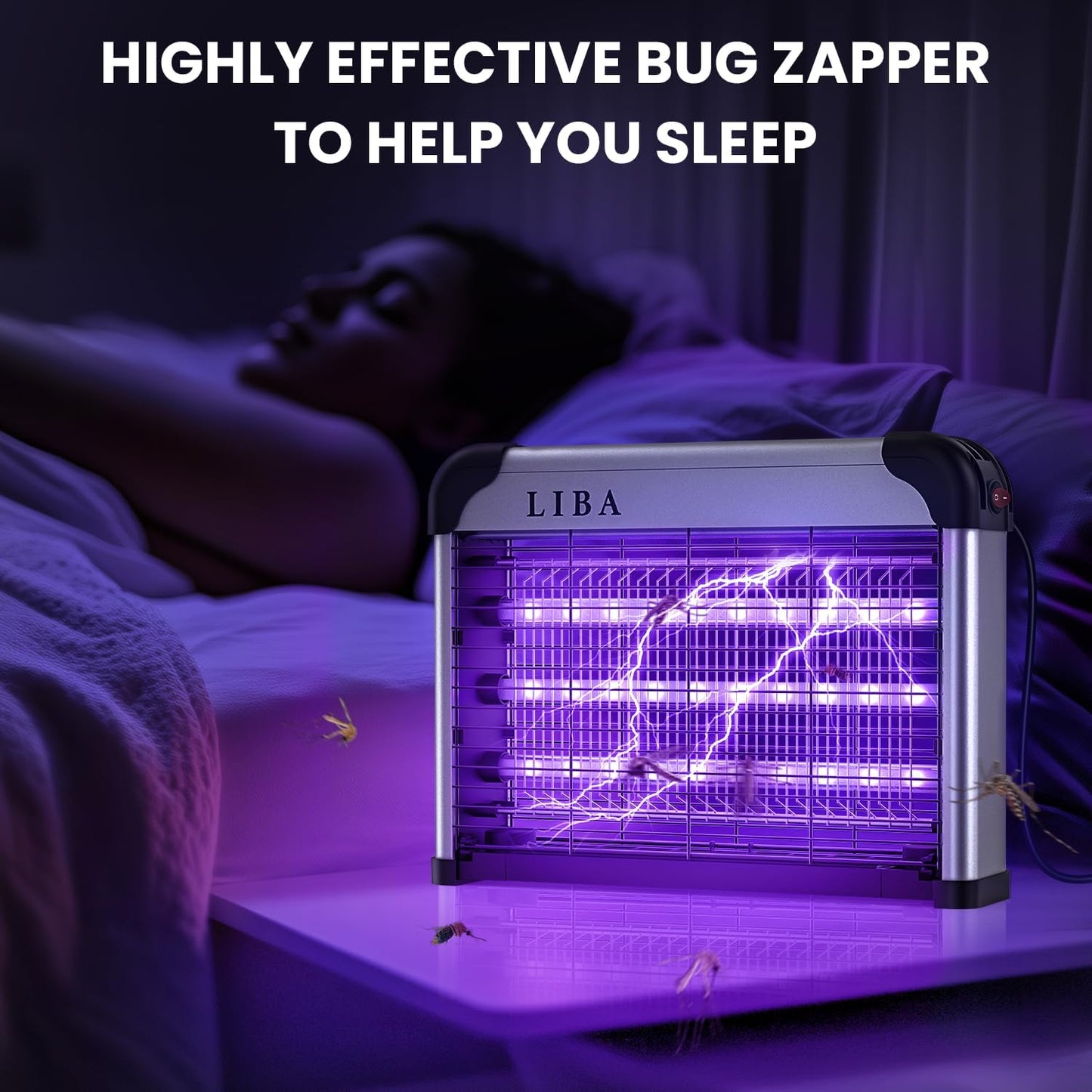 LiBa LED Indoor Bug Zapper, Electric Mosquito Killer Fly Zapper with Dual UV Wavelength Attraction, High Voltage Fly Trap Mosquito Trap Over 10-Year Lifespan LED Bulbs Light, Safe for Kids/Pets