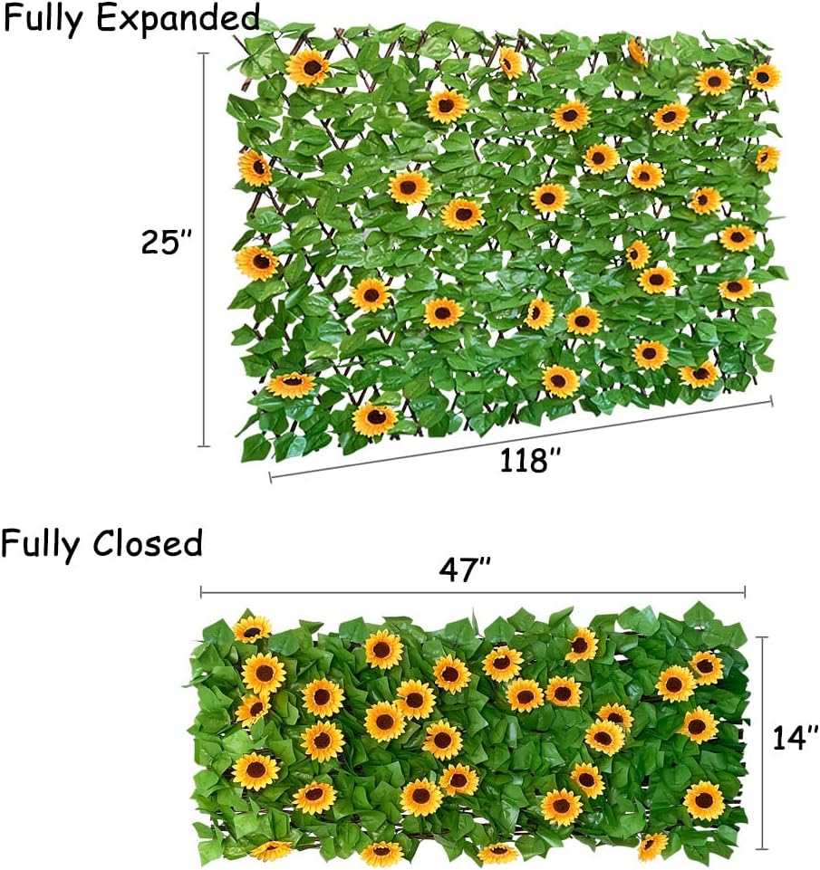 Expandable Fence Privacy Screen for Balcony Patio Outdoor,Decorative Faux Ivy Fencing Panel,Artificial Hedges (Single Sided Leaves) (1)