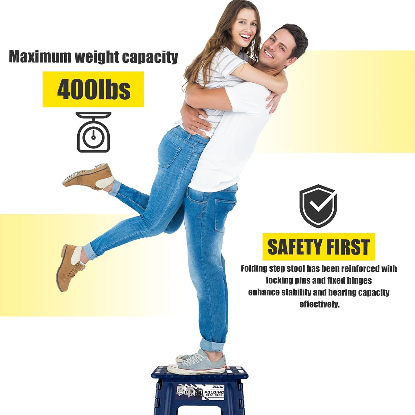 Delxo 16 Inch Folding Step Stool,Foldable Stool for Adults,Portable Collapsible Plastic Stepstool,Non Slip Folding Stools for Kitchen Bathroom Bedroom Up to 400LBS,(Royal Blue 1PC)