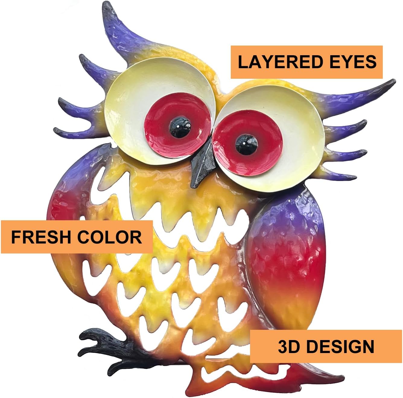 Pack of 2 Metal Fresh Color Owl Garden Statues Silhouette Couple Stakes Decorative Outdoor Animal Sculptures for Yard Décor and Lawn Ornaments