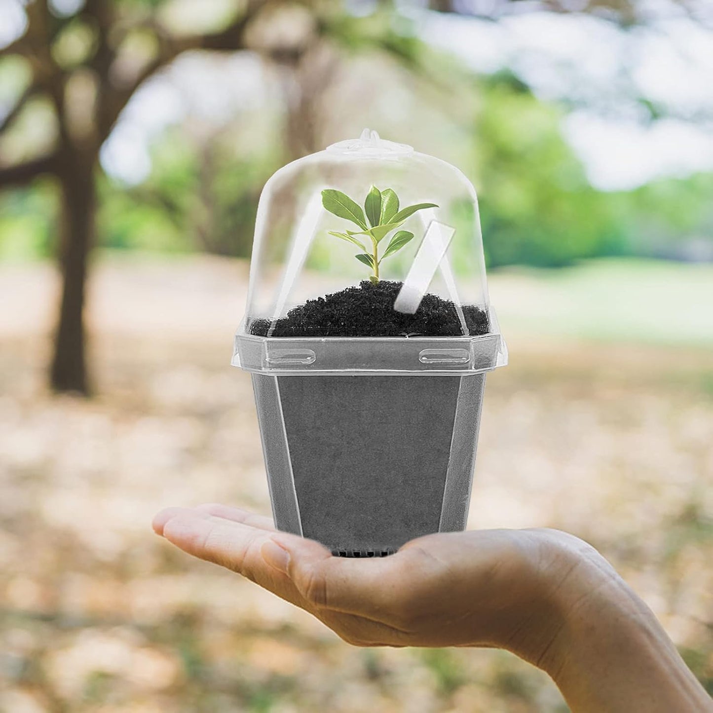 EBaokuup 10PCS Clear Plant Nursery Pots with Humidity Dome - 3" Plastic Gardening Pot with Labels, Durable Plastic Plant Container for Seedlings/Vegetables/Succulents/Cuttings
