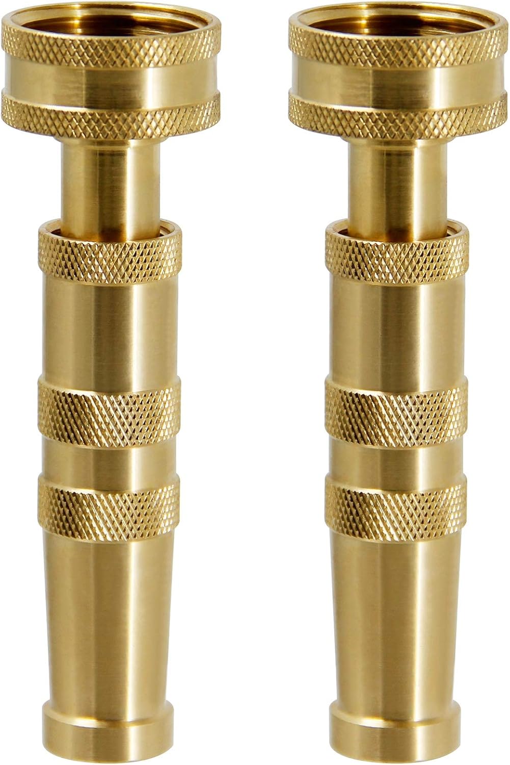 Biswing Brass Hose Nozzles, Heavy-Duty Brass Adjustable Twist Hose Nozzle, 2 Pack (4"), VI3432