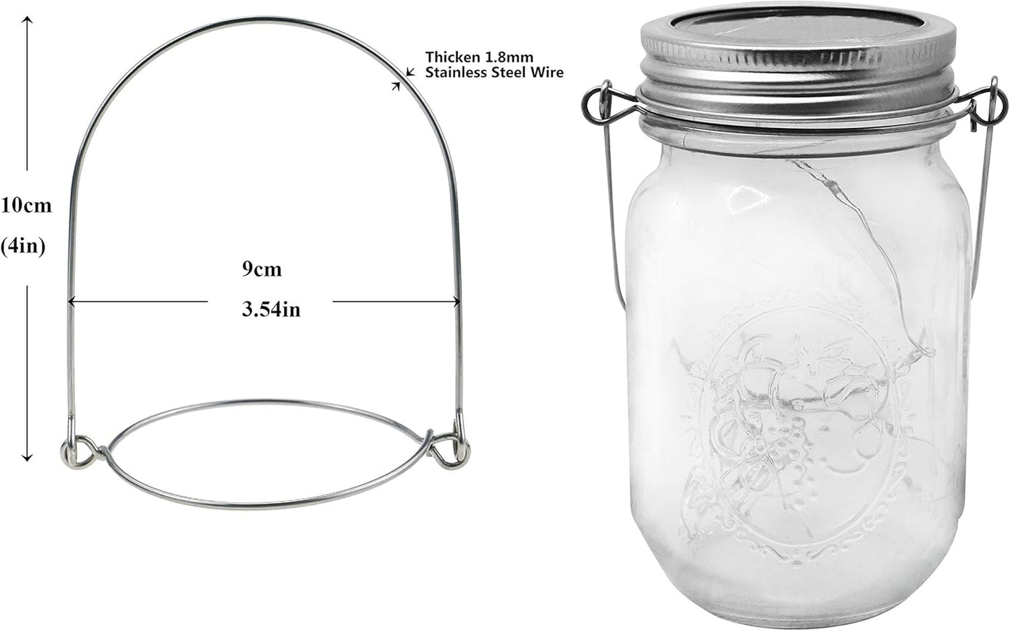 Decorman 12 Pack Stainless Steel Wire Handles (Handle-Ease) Mason Jar Hanger, Canning Jars Hanger, Ball Pint Jar, Jar Hanging Hook for Regular Mouth Mason, Silver