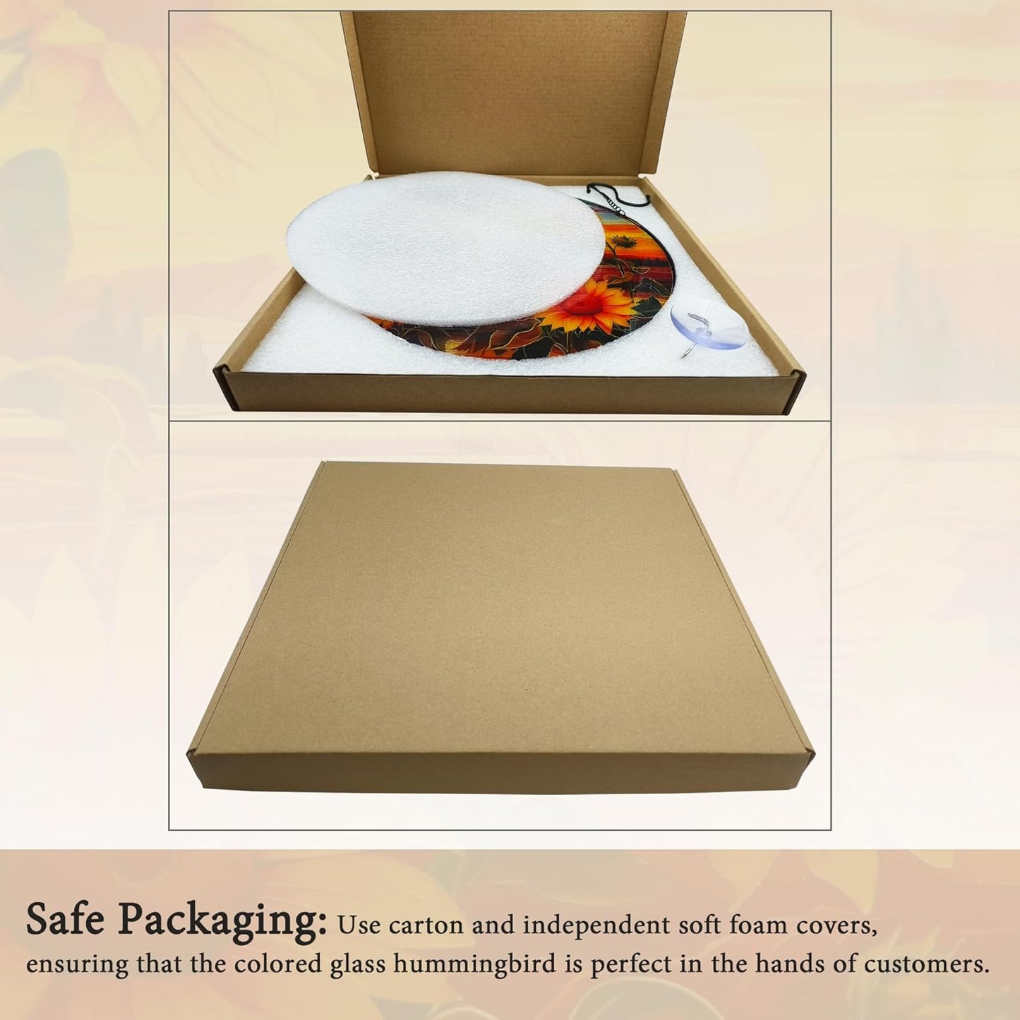 Sunflower Suncatcher Hanging Stained Glass Window Decor, Sunset Sun Catcher Wall Decor for Flower Lovers, Birthday Christmas Thanksgiving Sunflower Gift (25cm/9.8'')