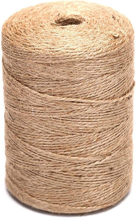 1100 Ft Natural Jute Twine String 2mm 3ply Thin Ribbon Hemp Twine for Craft Plant Gift Wrapping Christmas Handmade Arts Decoration Packing String Bulk (1100 Ft (330M))