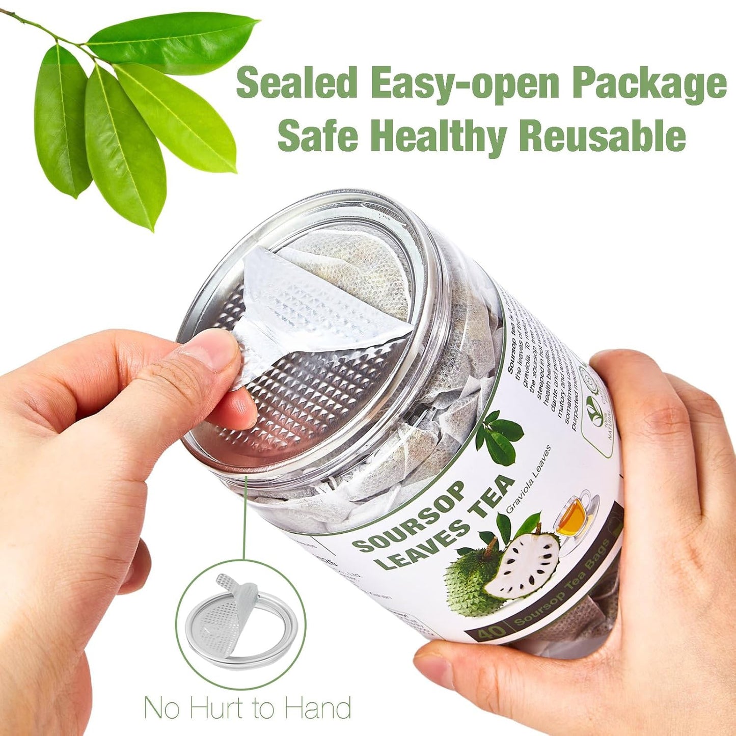 40 Natural Soursop Tea Bags, Soursop Leaves Tea, Dried Soursop Graviola Leaves Tea, te de Guanabana Tea, Pure Sour sop Tea Leaves