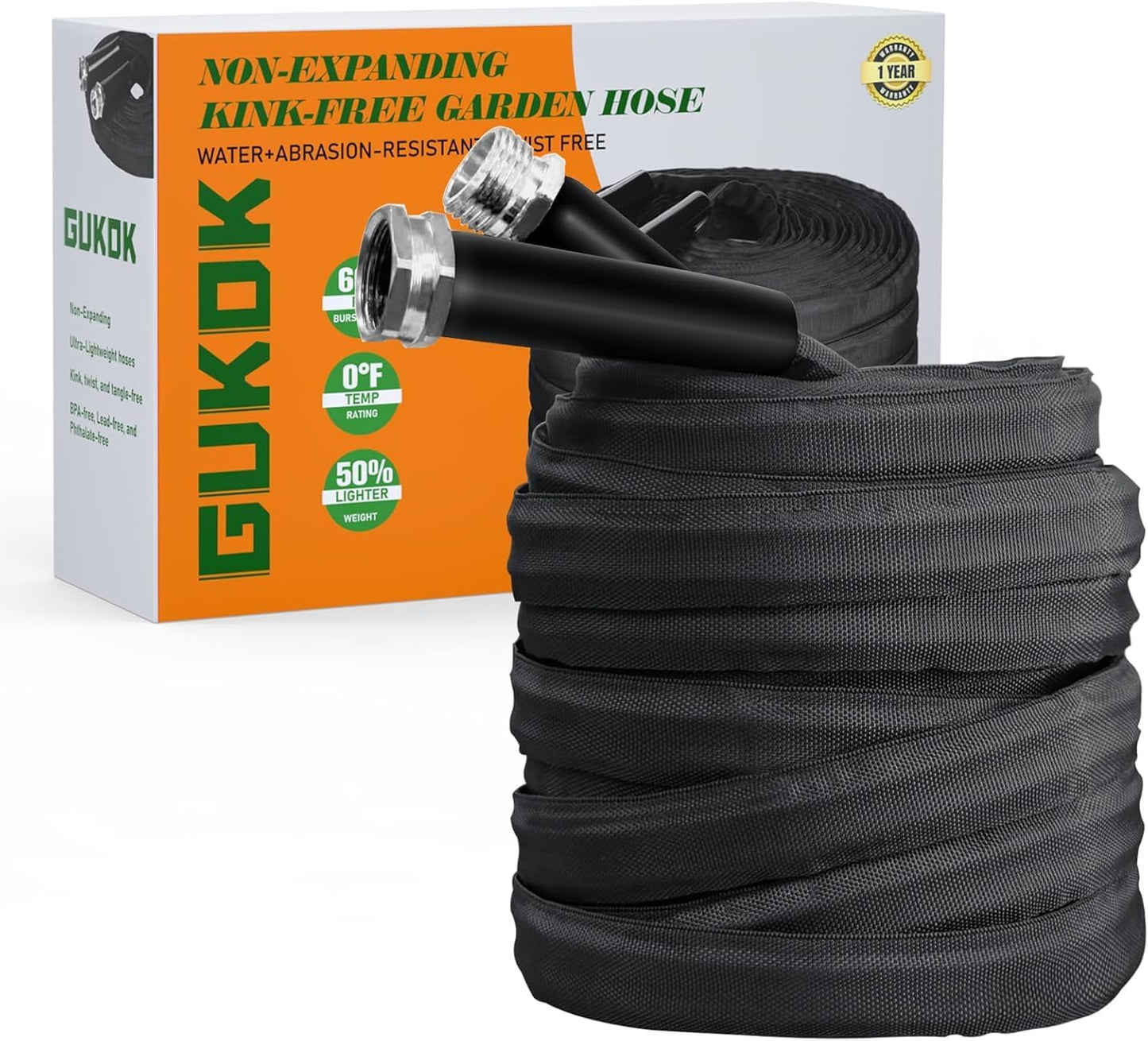 Garden Hose, Lightweight, Ultra Flexible, Durable, Kink-Free Garden Hose, RV, Marine and Camper Hose (75 FT)