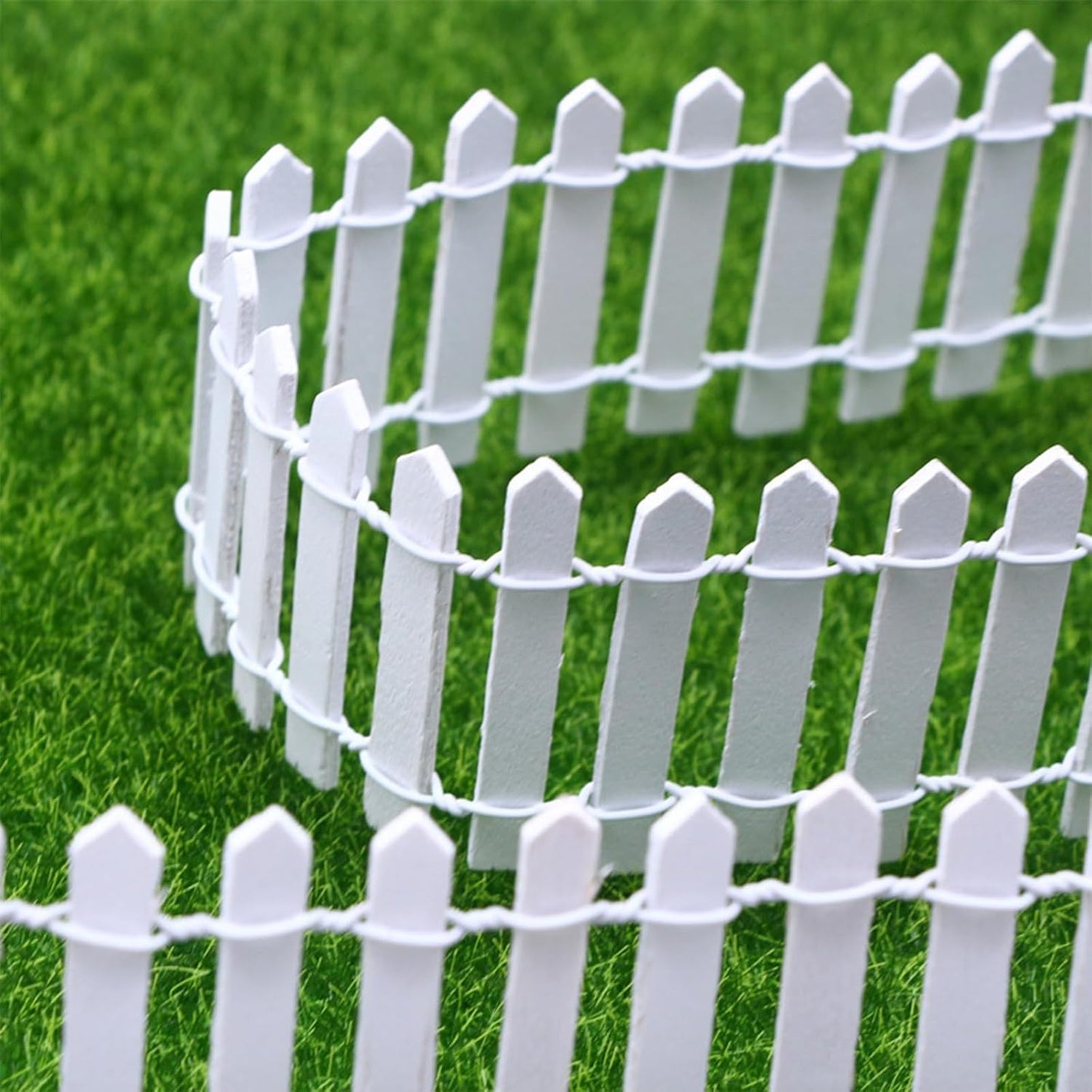 35 Inches White Mini Fairy Garden Fence Small Wood Decorative Picket Fence DIY Micro Landscape Miniature Ornaments for Dollhouse, Crafts, Diorama Project, Plant Pot