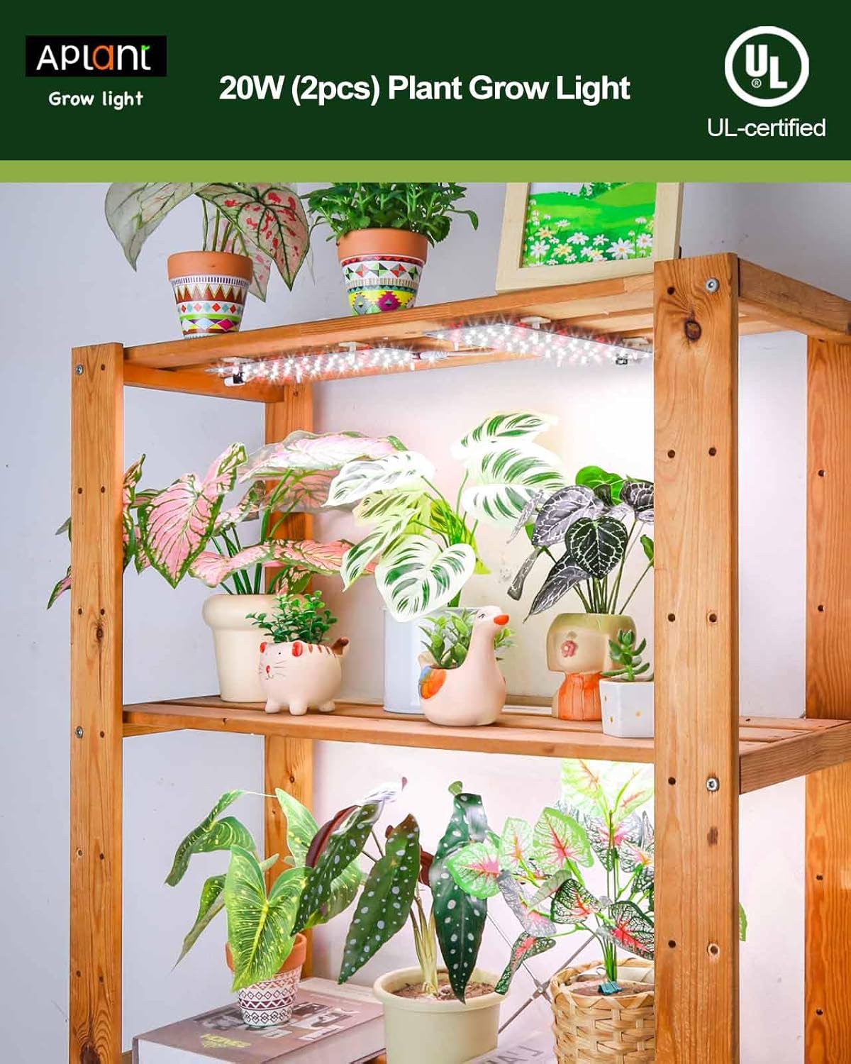 Grow Light for Indoor Plants, Dimmable Plant Light, 6/12/16H Timing LED Grow Lights Strip Full Spectrum,Ultra-Thin Plant Grow Light Panels, Under Cabinet Grow Lamps for Indoor Houseplants, 20W