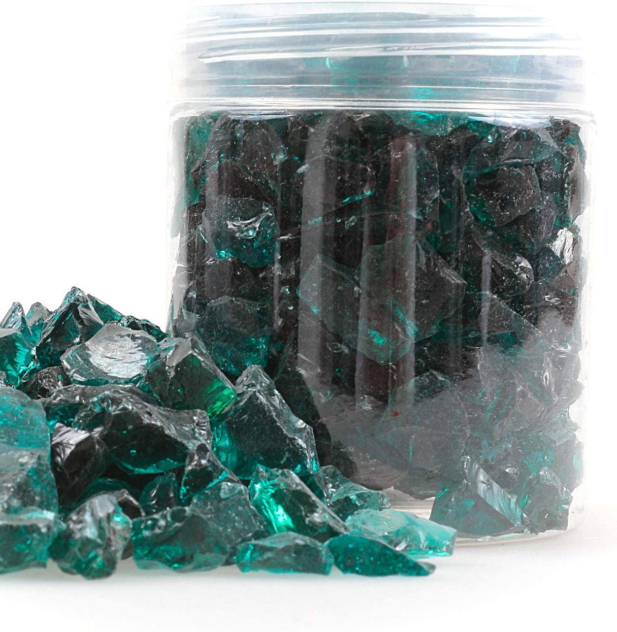 Shiny Stone High Luster Reflective Fire Glass Gravel,Fire Gems,Fire Drops,Fire Glass Rocks Chips for Fire Pit Fish Tank Aquarium Garden,1-2cm(3/8''-6/8''),540g/1.19lbs (Turquoise)