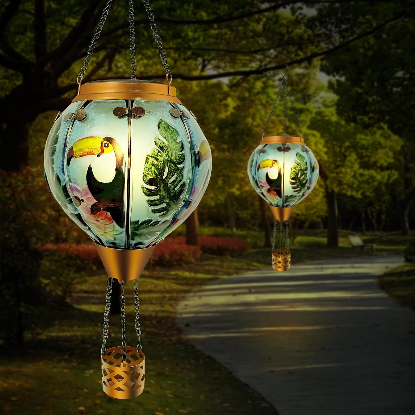 Hot Air Balloon Solar Lights with Colorful Flickering Flames, Great for Outdoor Garden Patio and Party Decoration