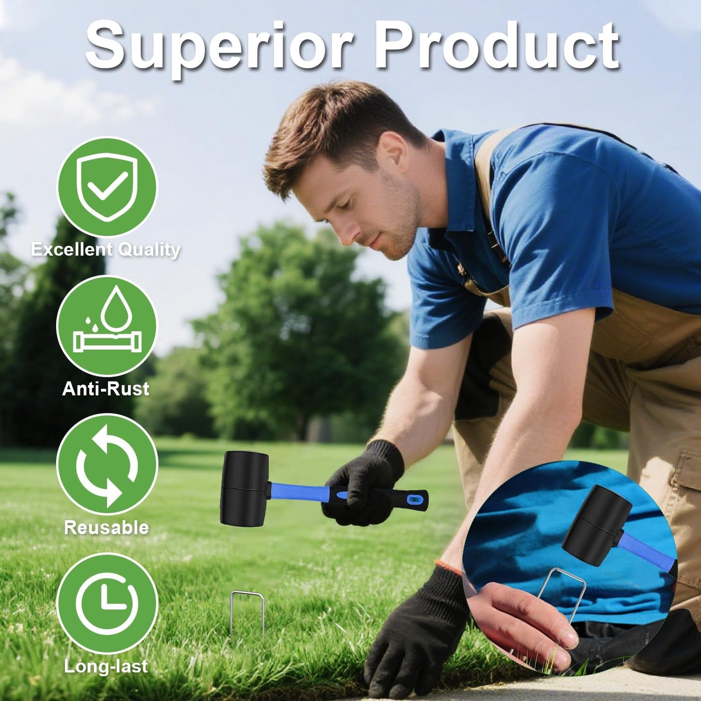 FOTMISHU Landscape Staples 6 Inch 220Pcs Garden Stakes, Galvanized Lawn Pins Spray Coating Yard Ground Spikes, U-Type Staples for Weed Barrier Anchoring Outdoor Tents Hoses