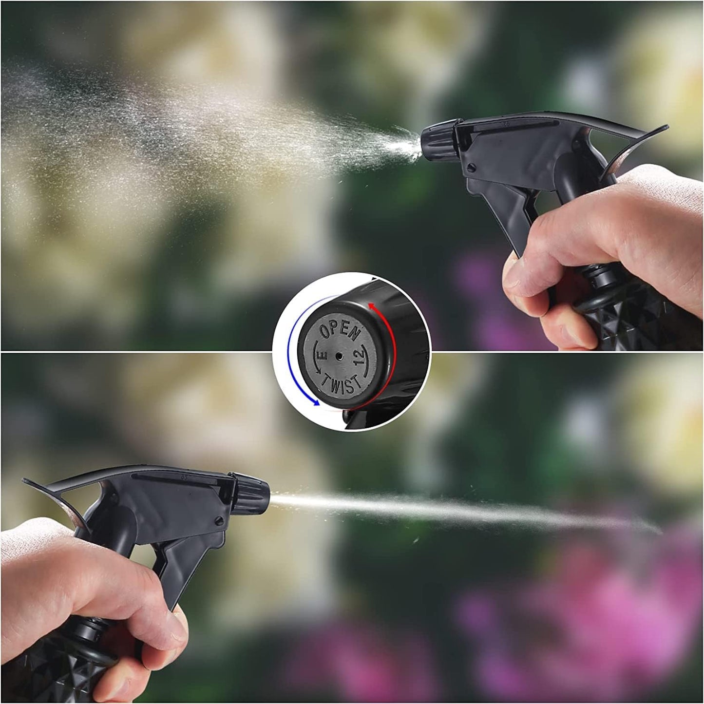 2 Pcs Spray Bottles, 500 ml/17 oz Empty Water Spray Bottles, Plastic Reusable Adjustable Mist Sprayer Squirt Bottles Containers Refillable for Cleaning Solutions, Gardening, Plants