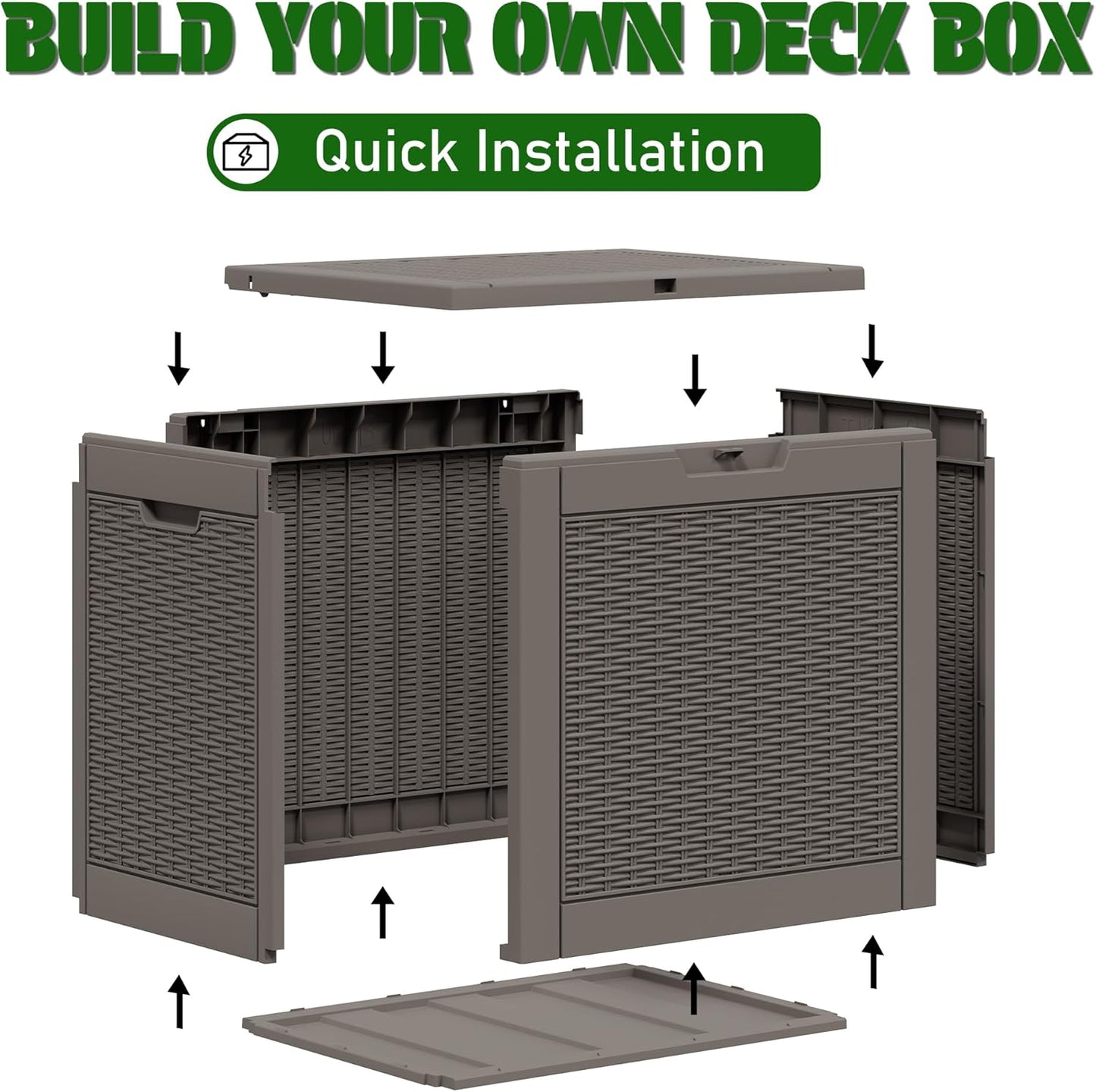 KAMABOKO 31 Gallon Outdoor Storage Box 2 Pack All-Weather Deck Box for Patio Furniture, Package Deliveries, Garden Tools, Pool Supplies & Cushions, Grey