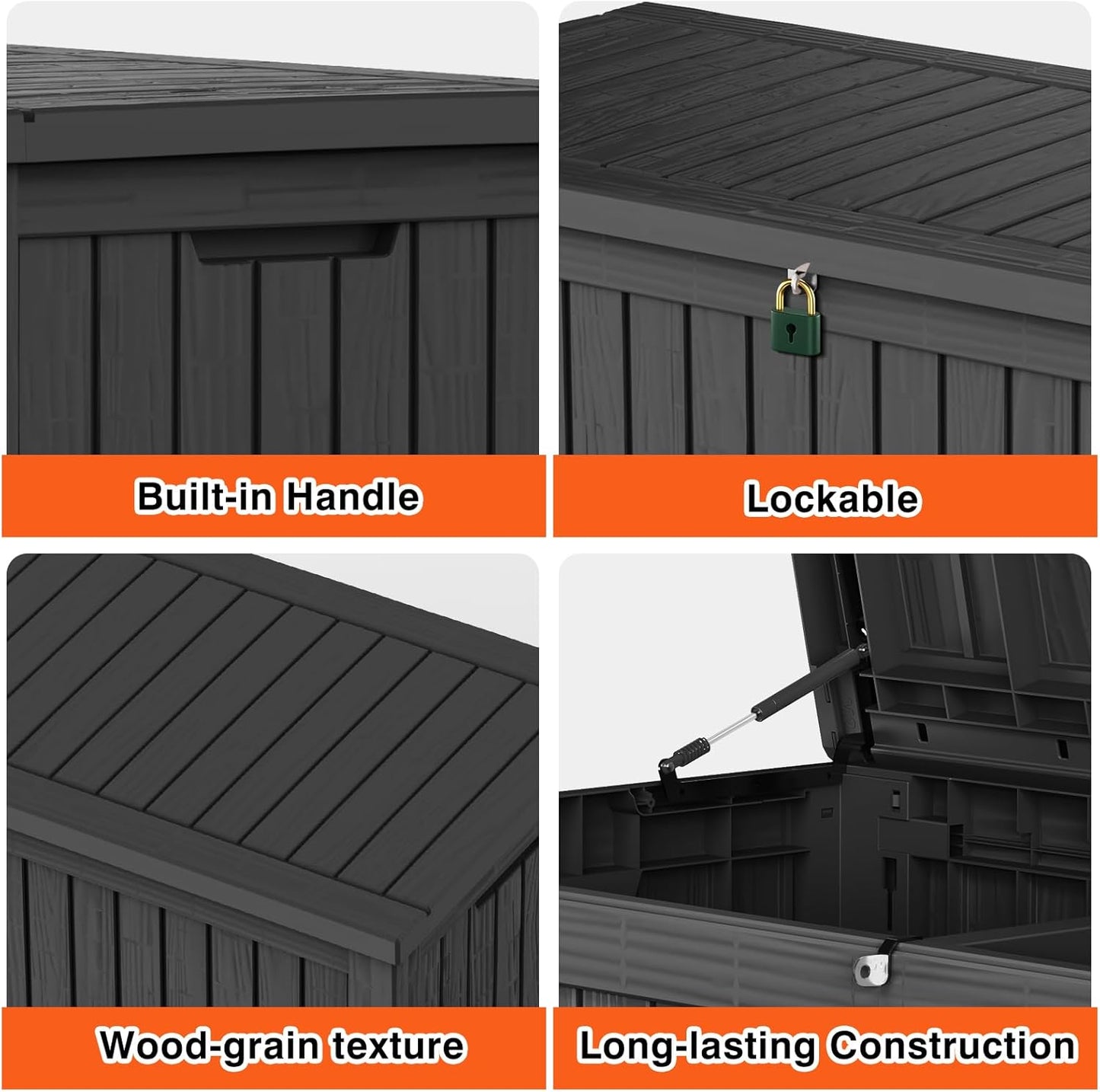 150 Gallon Double-Wall Resin Deck Box - Lockable Waterproof Outdoor Storage Box, 1000lbs Capacity & Doubles as Seating for Patio Furniture - Garden Tools, Pool Accessories (Black)