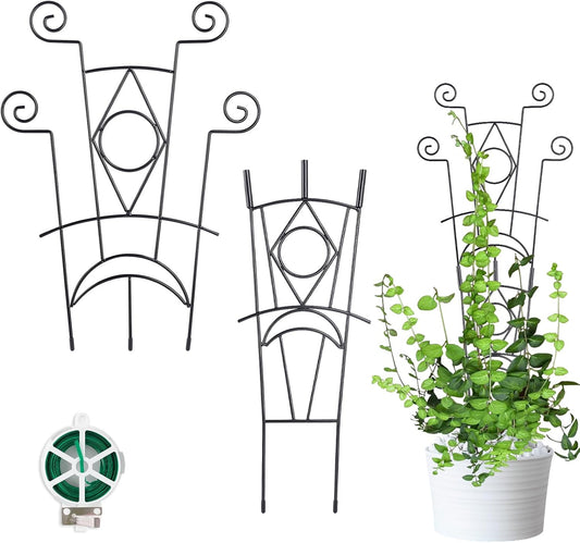 Indoor Plant Trellis for Climbing Plants 2 Pack Small Garden Metal Support for Potted Plants Flowers Houseplants for Outdoor