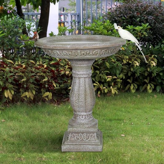 23.8" H * 20" Φ Outdoor Birdbath with Pedestal - Garden Birdbaths Outdoor Decor - Floor Bird Baths for Garden Patio, Yard, Lawn
