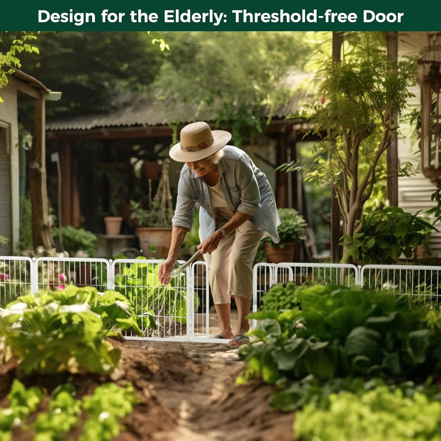 FXW Garden Fence Outdoor for The Yard – 24in(H) x 45.6ft(L) Heavy Duty Metal Animal Barrier for Dog and Rabbit, Decorative Dog Fence, 24 Panels, White