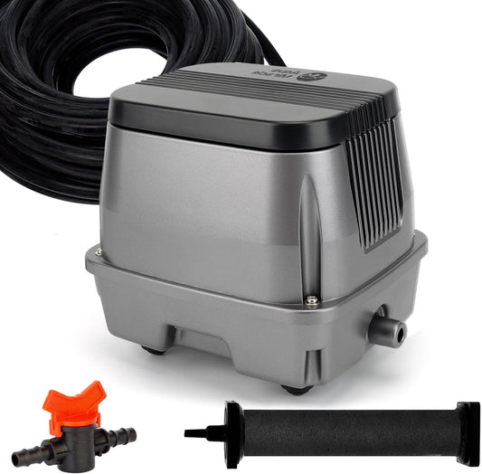 AquaMiracle Koi Pond Aerator Pond Air Pump for Outdoor Ponds 2000-5000 Gallons, All-in-One Pond Aeration Kit with Self-sinking Airline Flow Control Rubber Air Diffuser