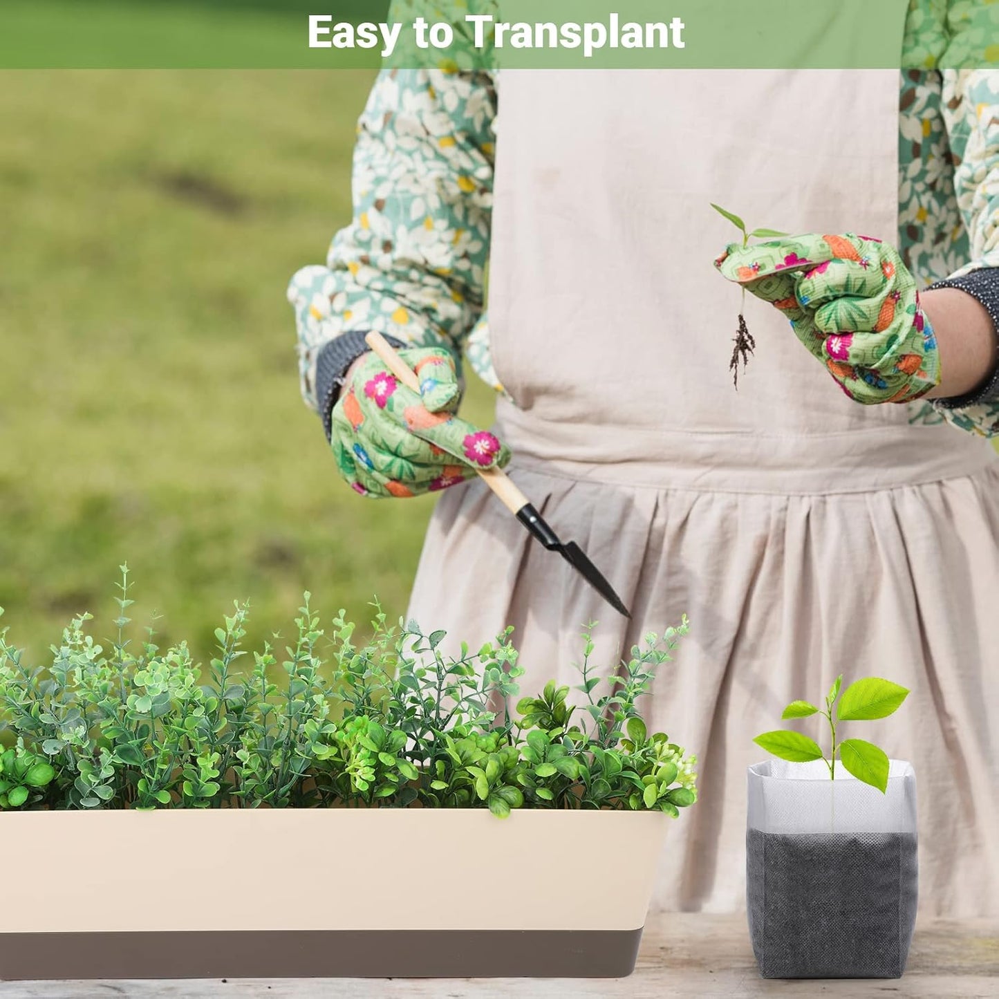 GREANER 200 PCS Nursery Grow Bags, 7.8x8.6 inch Fabric Seedling Plant Grow Bags, Vegetables Fabric Plant Pots for Gardening Seed Starts - White