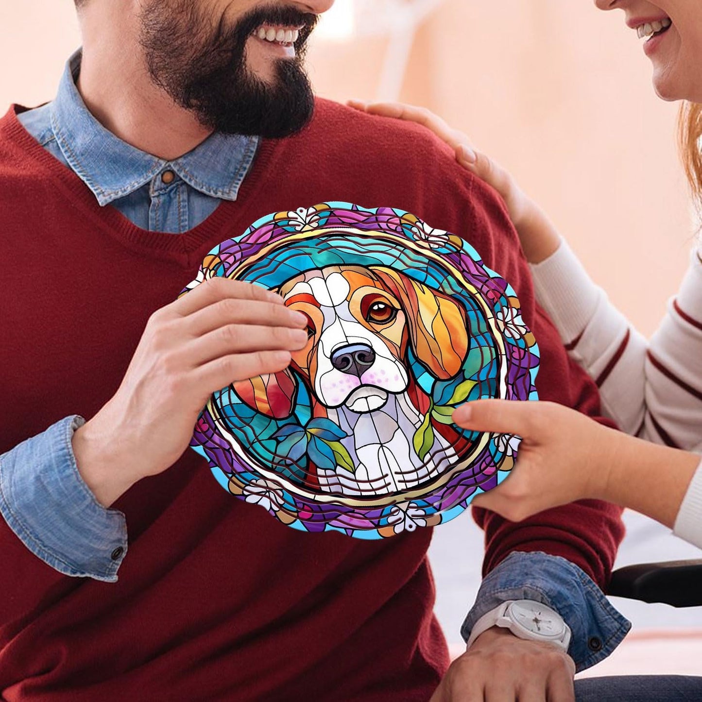 Beagle Yard and Garden Wind Spinner, Unique 3D Hanging Beagle Wind Spinner