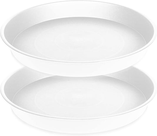 2 Pack of 14 inch Plant Saucers Bird Bath Bowl, Plant Saucer 14" Round, Plastic Plant Tray for Pots, White Planters for Indoor Plants, Plant Trays for Planter 12-15" (14", Creamy White)