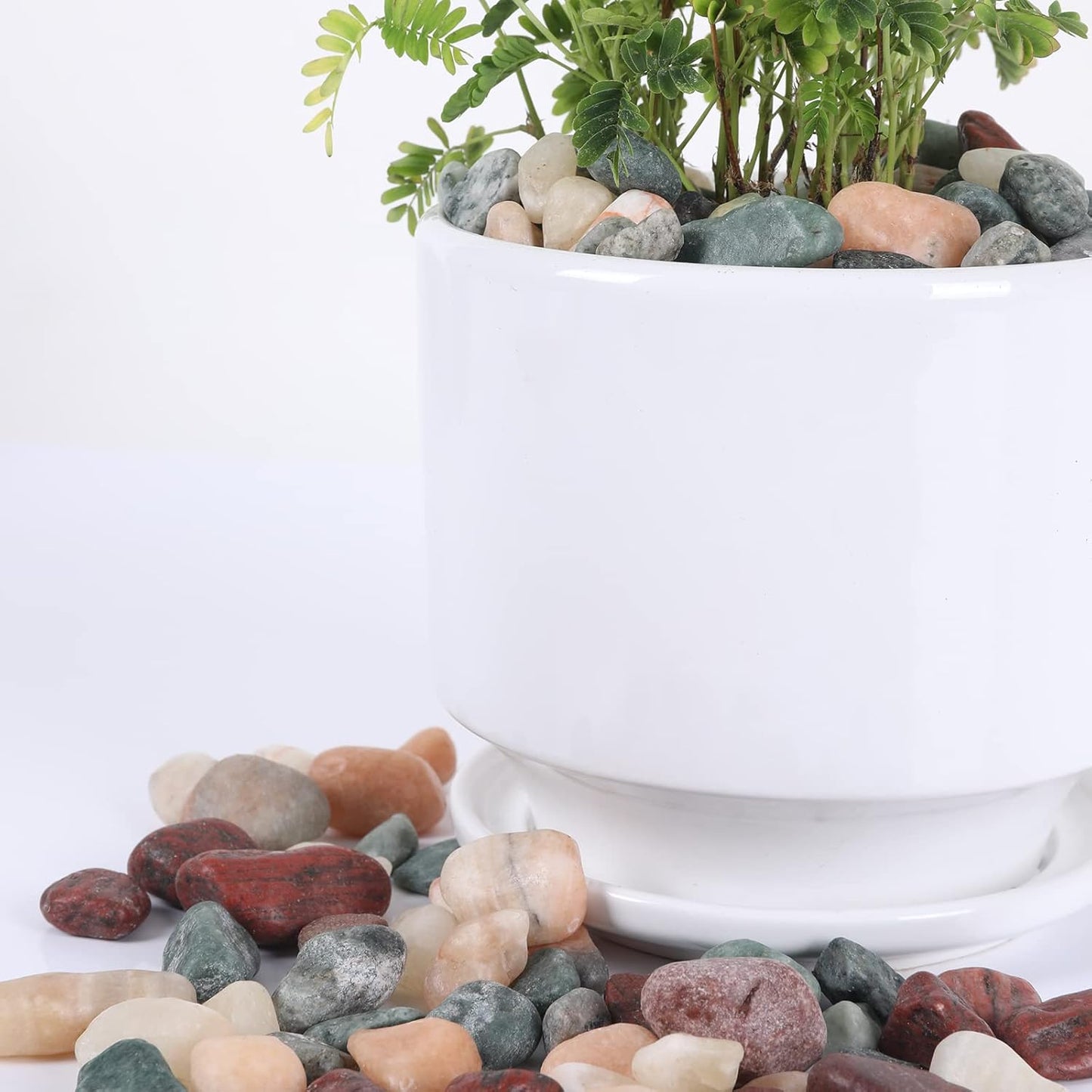 11lbs Natural River Rocks, Polished Pebbles for Plants Garden, 0.3-0.8 inch Decorative Countryside Stones, Ideal for Fish Tank, Vases, Home Decor and Garden Landscaping,Countryside