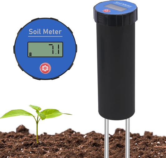 Digital Soil pH Meter, Industrial Grade Soil pH Tester with Calibration-Free LCD Display, High Accuracy Soil pH Pen, Soil pH Monitor for Garden, Lawn, Plant (Black)
