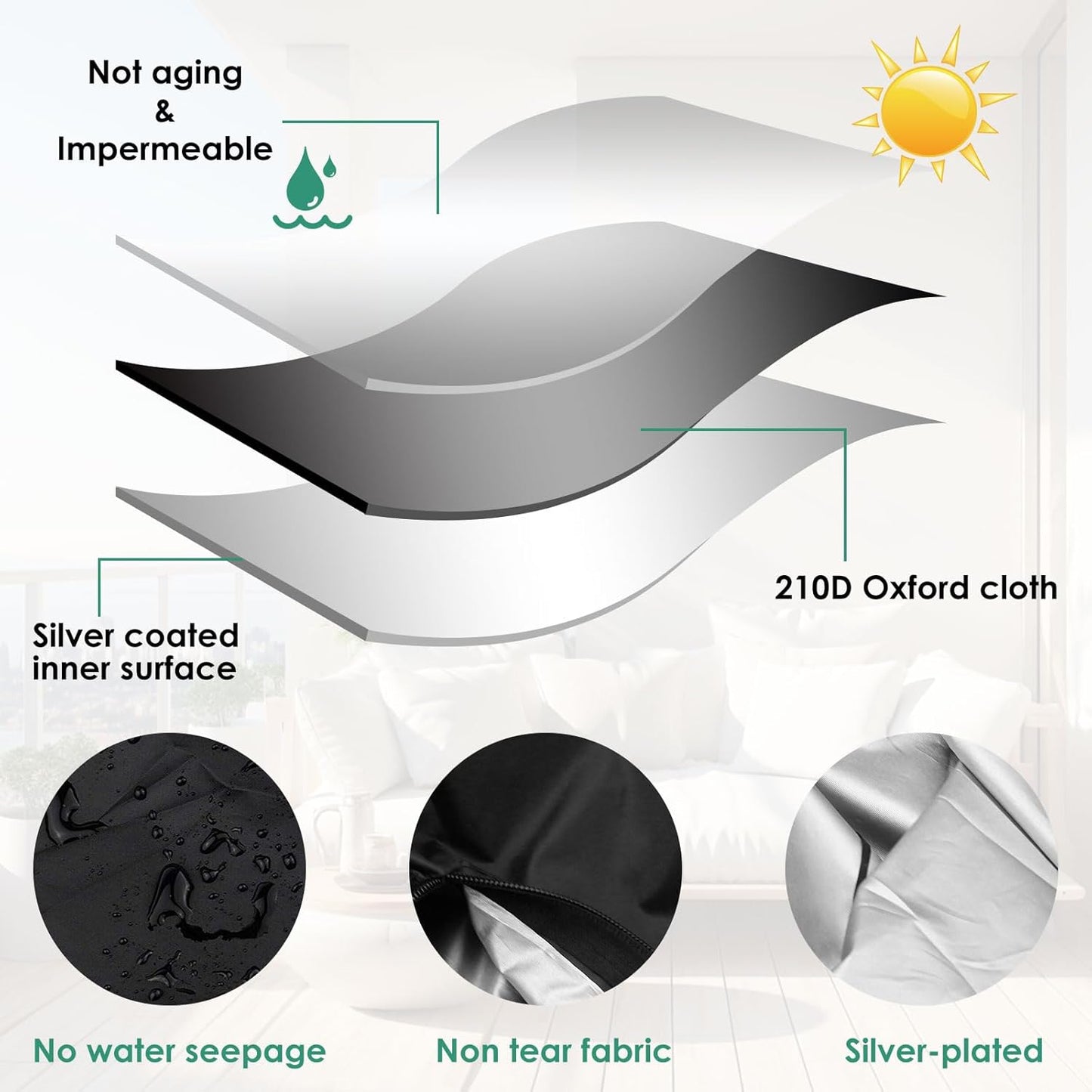 Patio Cushion Storage Bag Outdoor Cushion Storage with Zipper and Handles Size 68" L x 30" W x 20" H Heavy Duty for Cushion,Bedding, Blanket, Comforters, Pillow Storage (1Pack)