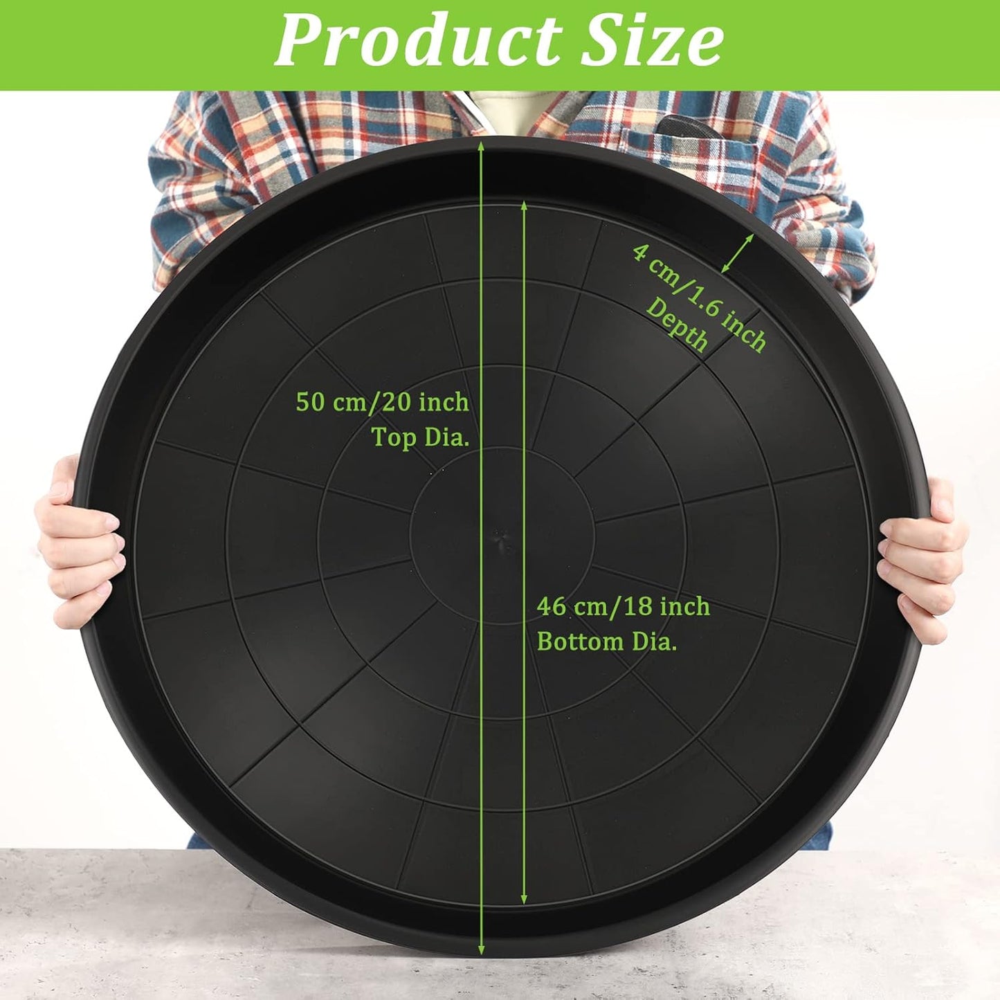 Eccliy 12 Pcs Plastic Plant Saucers Round Plant Tray Large Flower Pot Heavy Duty Planter Water Trays Thick Planter Drip Saucers for Indoors and Outdoors(20 Inch,Black)