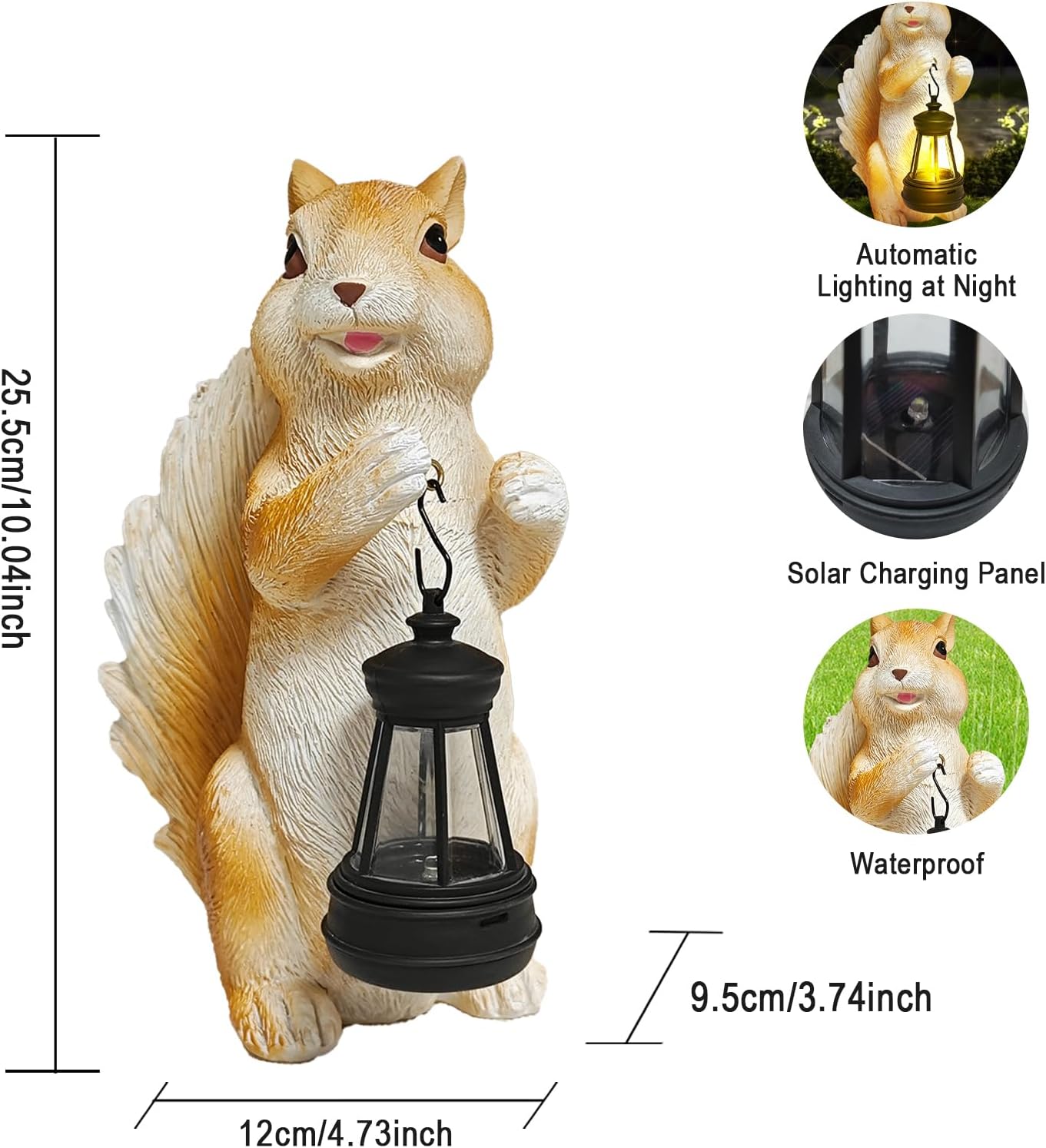 Solar Garden Statues Squirrel Decor - Resin Outdoor/Indoor Squirrel Sculpture Garden Lights Statue Decoration for Patio Home Yard Lawn, Unique Garden Figurine Lights Gift for Mom Grandma