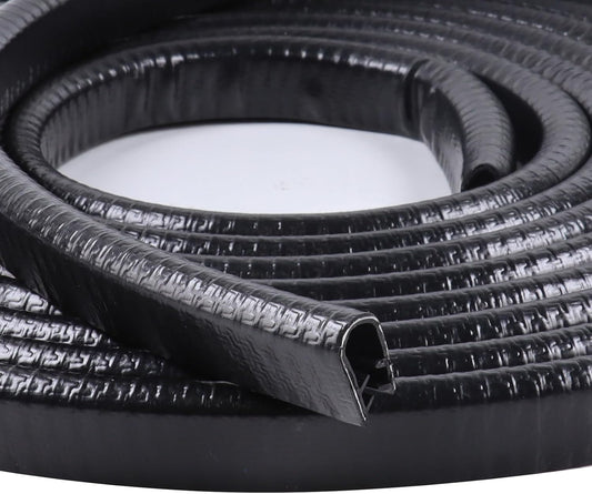 Edge Trim Black U-Channel Rubber Trim Edge with Metal 1/2" X 3/8" - Fit Gap 3/64" to1/4 Car Door Edge Sealing Strip, PVC Weather Stripping with Steel, Metal Edge Protector, 6.5FT
