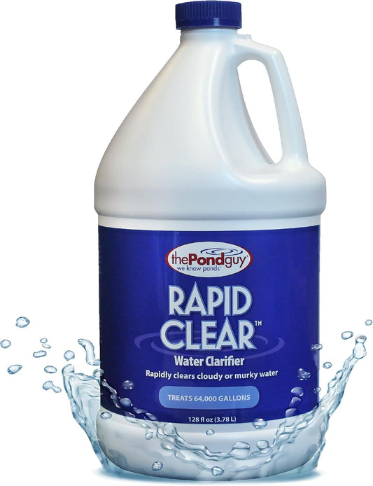 The Pond Guy RapidClear Flocculant, Water Garden Clarifier Treatment, Clear Cloudy Outdoor Koi Fish Ponds & Fountains, Plant & Animal Safe, 1 Gallon