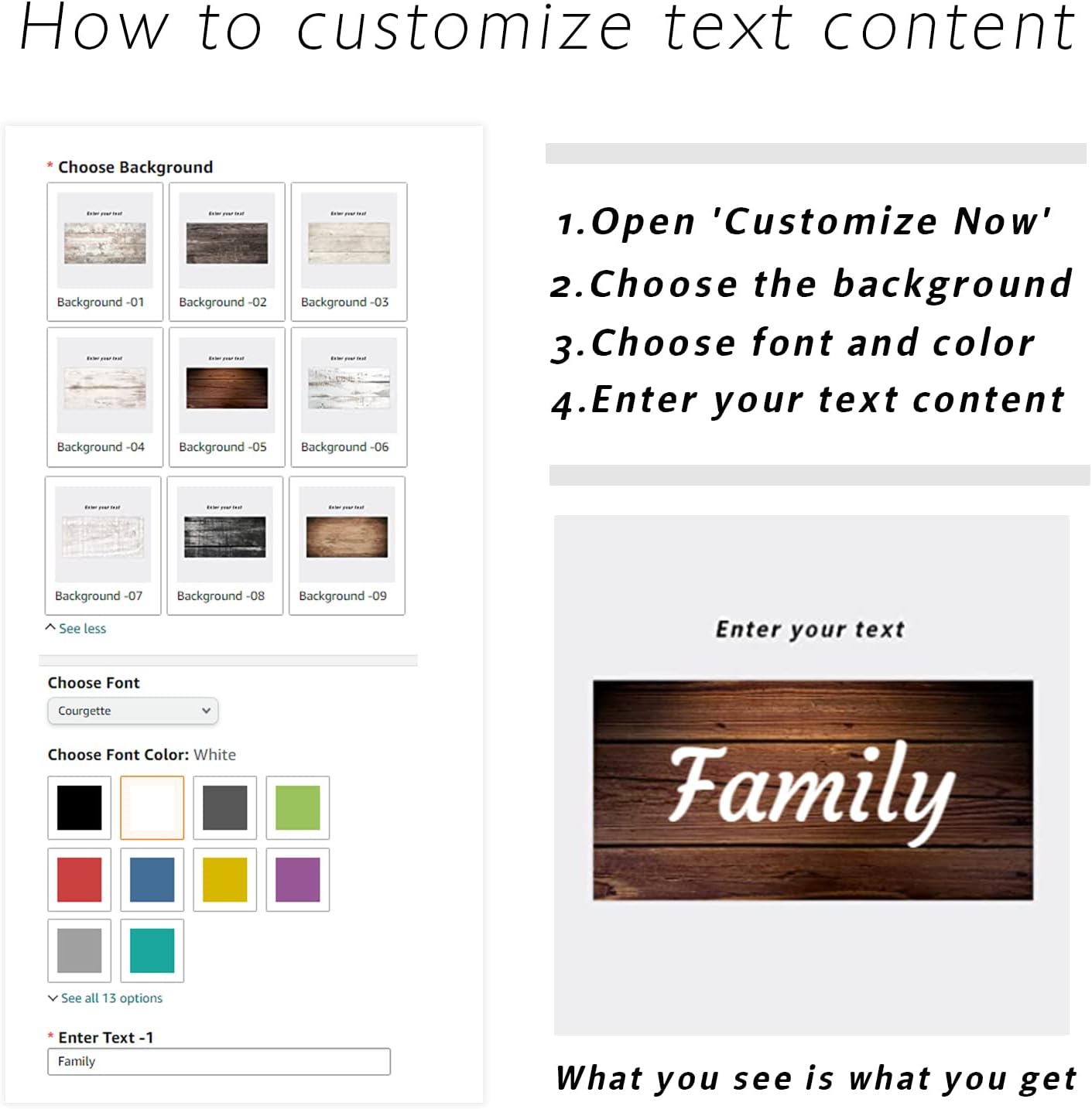 DOARTDO Custom Quotes Wall Decor Personalized Text Names Canvas Prints Create Wall Art Sign Ready to Hang (10x20in)