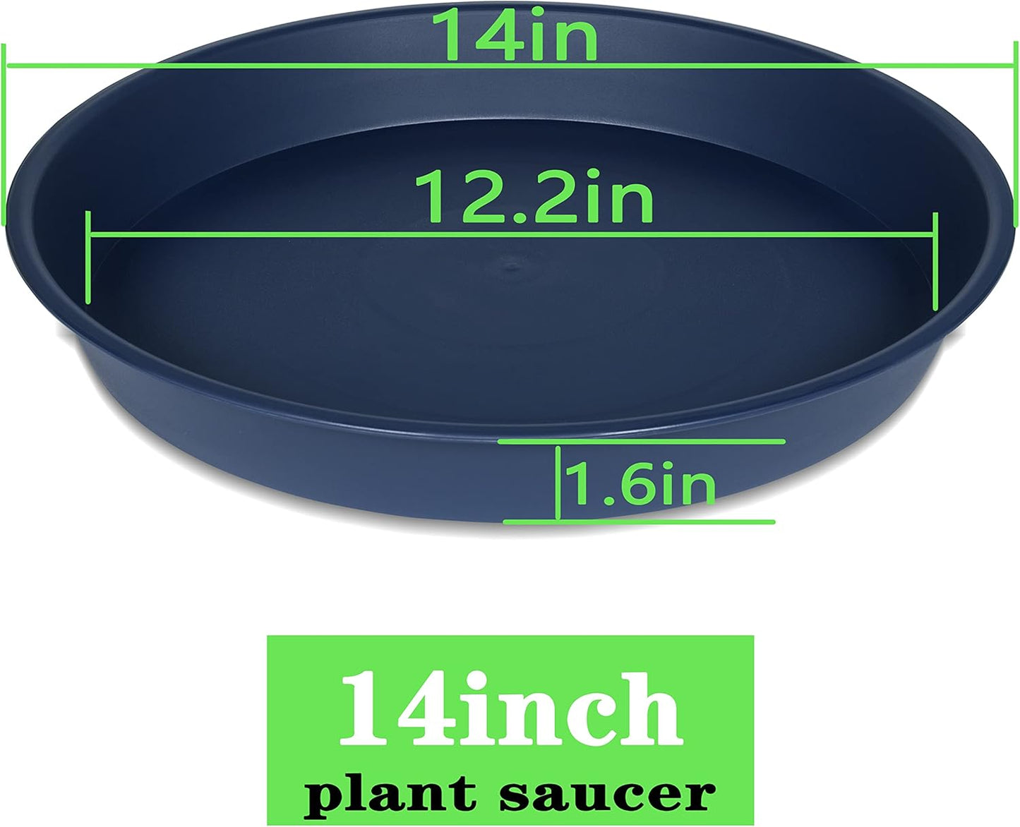 4 Pack of 14 inch Plant Saucers Bird Bath Bow Round, Plastic Plant Saucer Tray for Pots, White Planters for Indoor Plants, Plant Trays for Planter 12-15" (14", Blue)