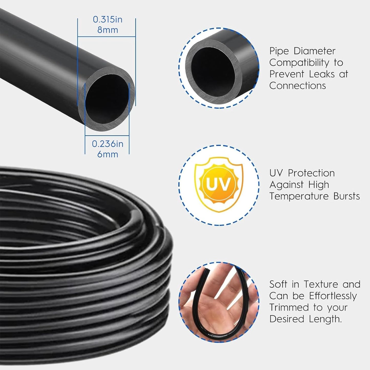 360° Automatic Drip Irrigation Kit - 5/16'' Tubing, Adjustable Universal Spray Nozzle, Copper Atomizing System for Garden/Lawn/Greenhouse - Multi-Directional Rotation, Quick Connectors, 16FT