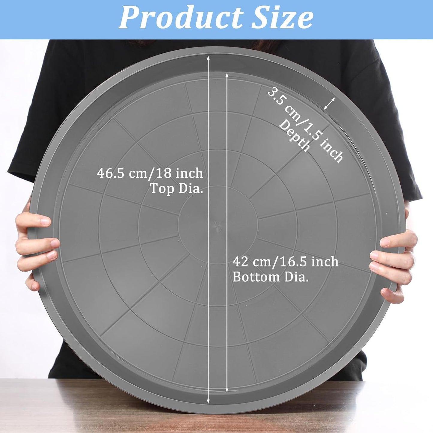 Eccliy 12 Pcs Plastic Plant Saucers Round Plant Tray Large Flower Pot Heavy Duty Planter Water Trays Thick Planter Drip Saucers for Indoors and Outdoors(18 Inch,Gray)