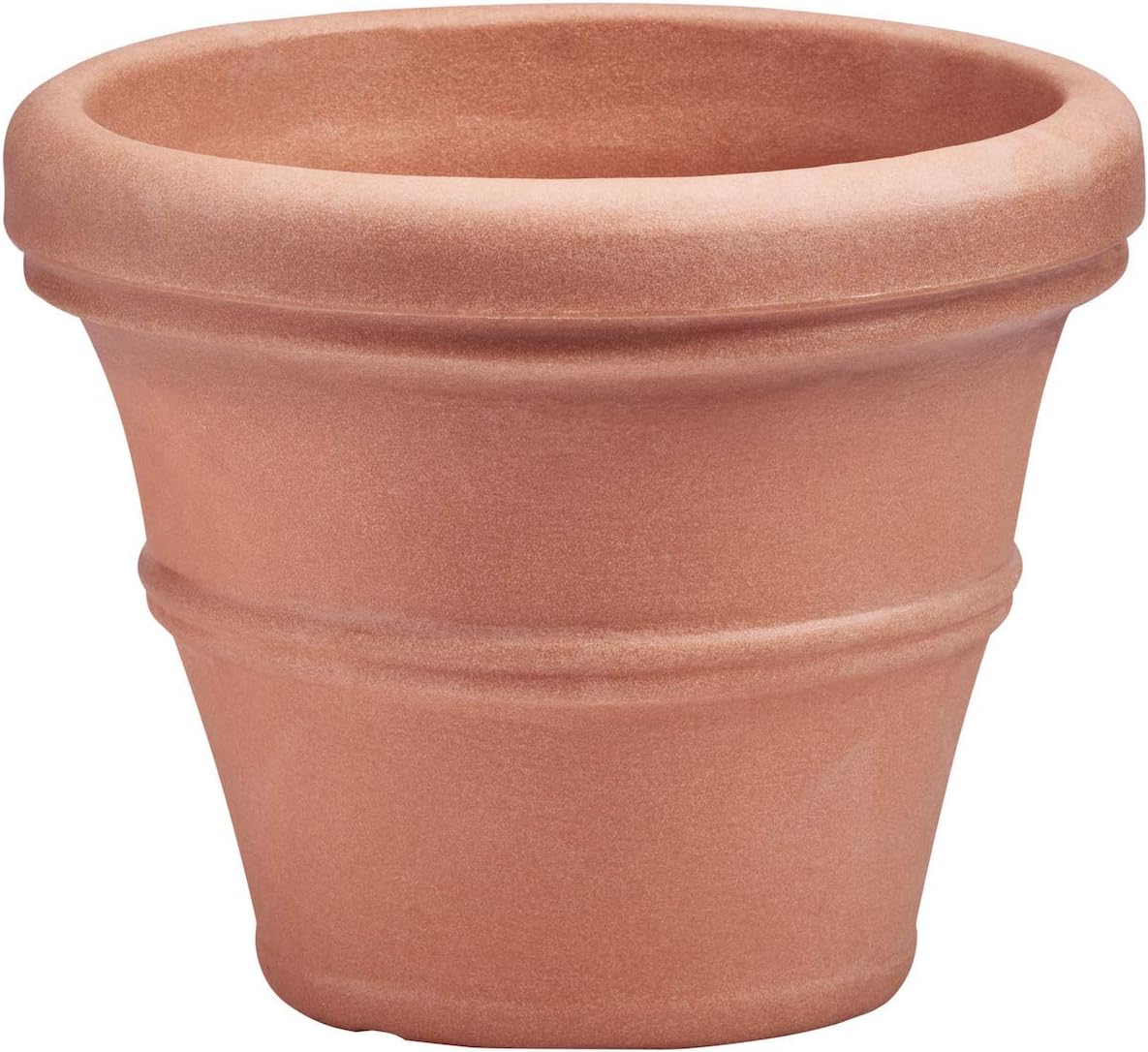Crescent Garden Brunello Planter, Classic Rolled-Rim Plant Pot, Plastic Indoor-Outdoor Planter, 12-Inch (Weathered Terracotta-Color)
