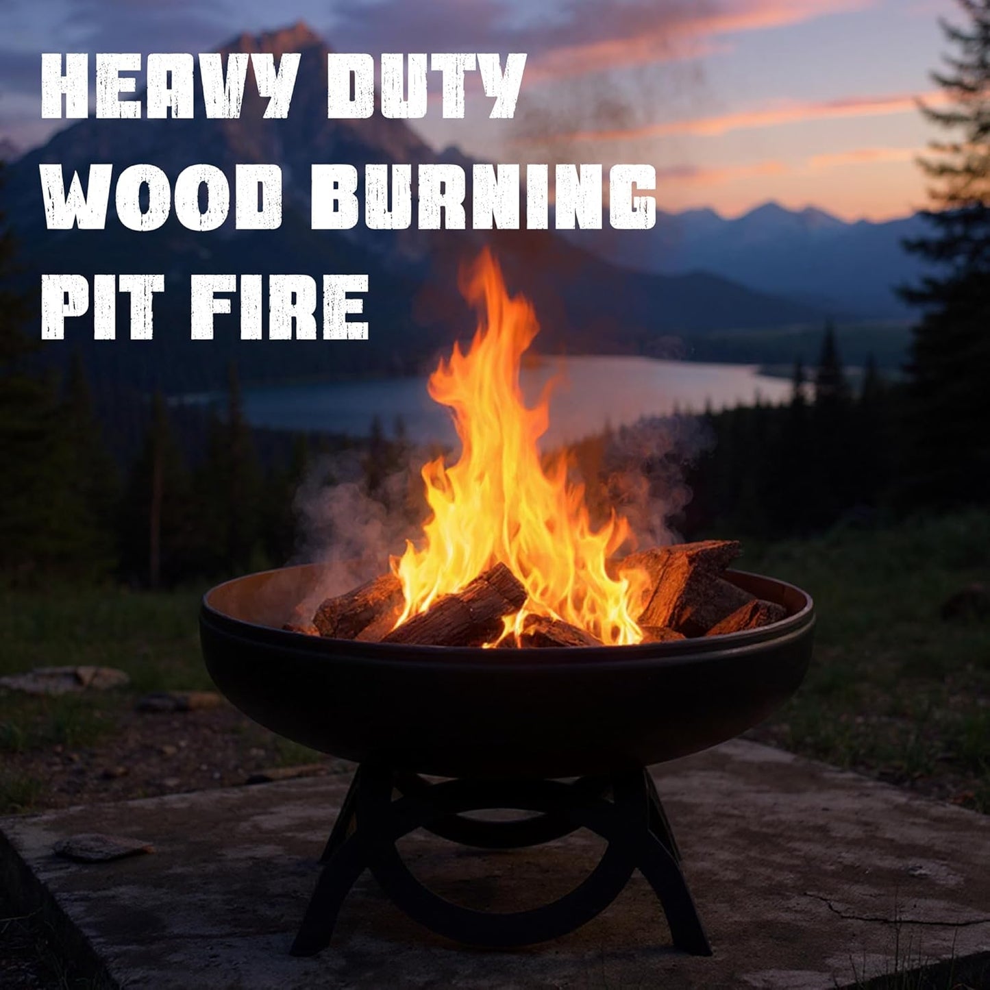 Liberty Fire Pit – Ohio Flame Wood Burning Outdoor Fire Pit - 42" Diameter with Curved Base (Made in USA)