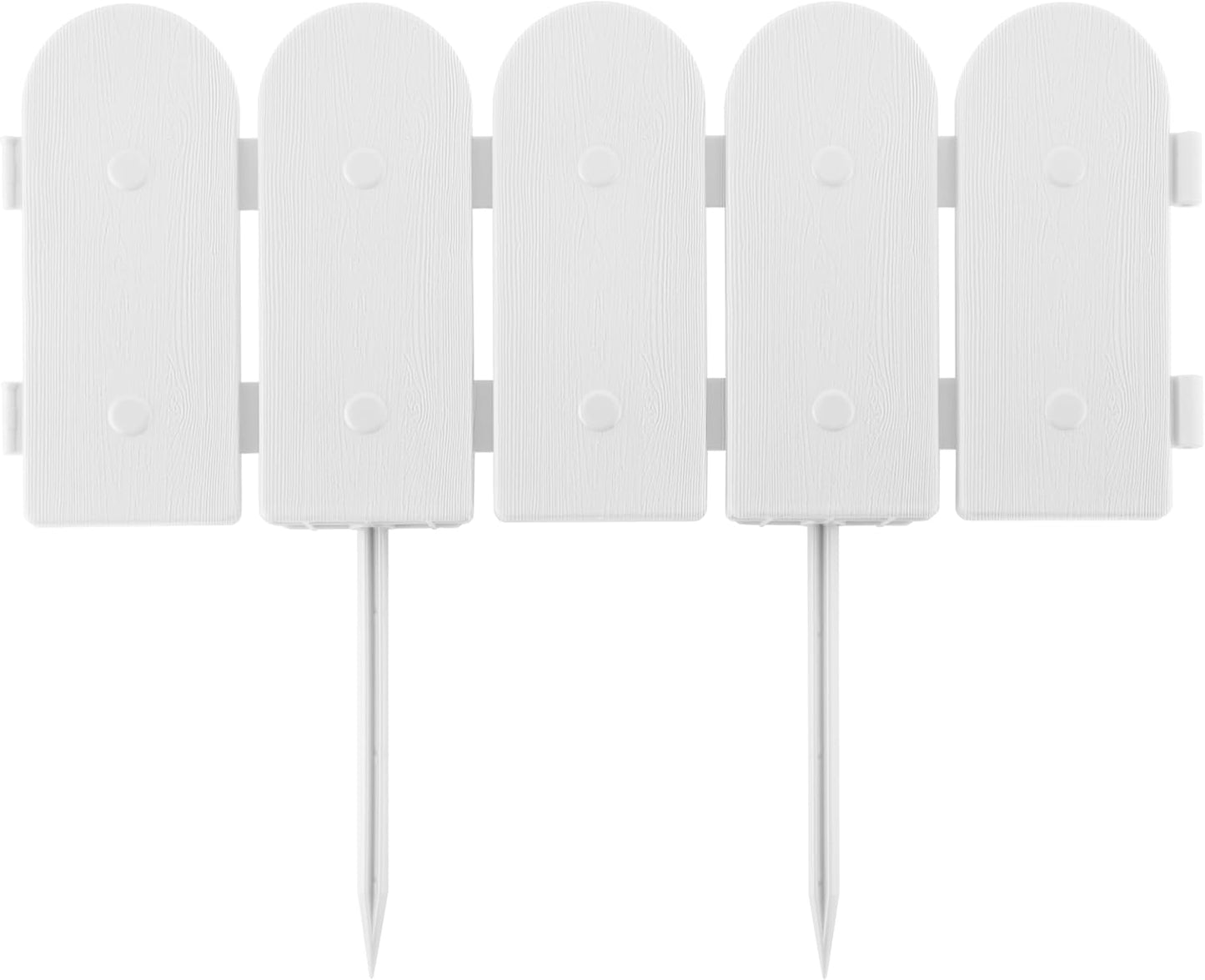 Evelyne Garden Border Edging: Wooden Fence Design - 8pcs White Yard Landscaping Fence Liner Lawn Edge Barrier - 10ft Kit of Decorative Lawn Landscape Panels Elements -Landscaping Edging-GMT-10374-D08