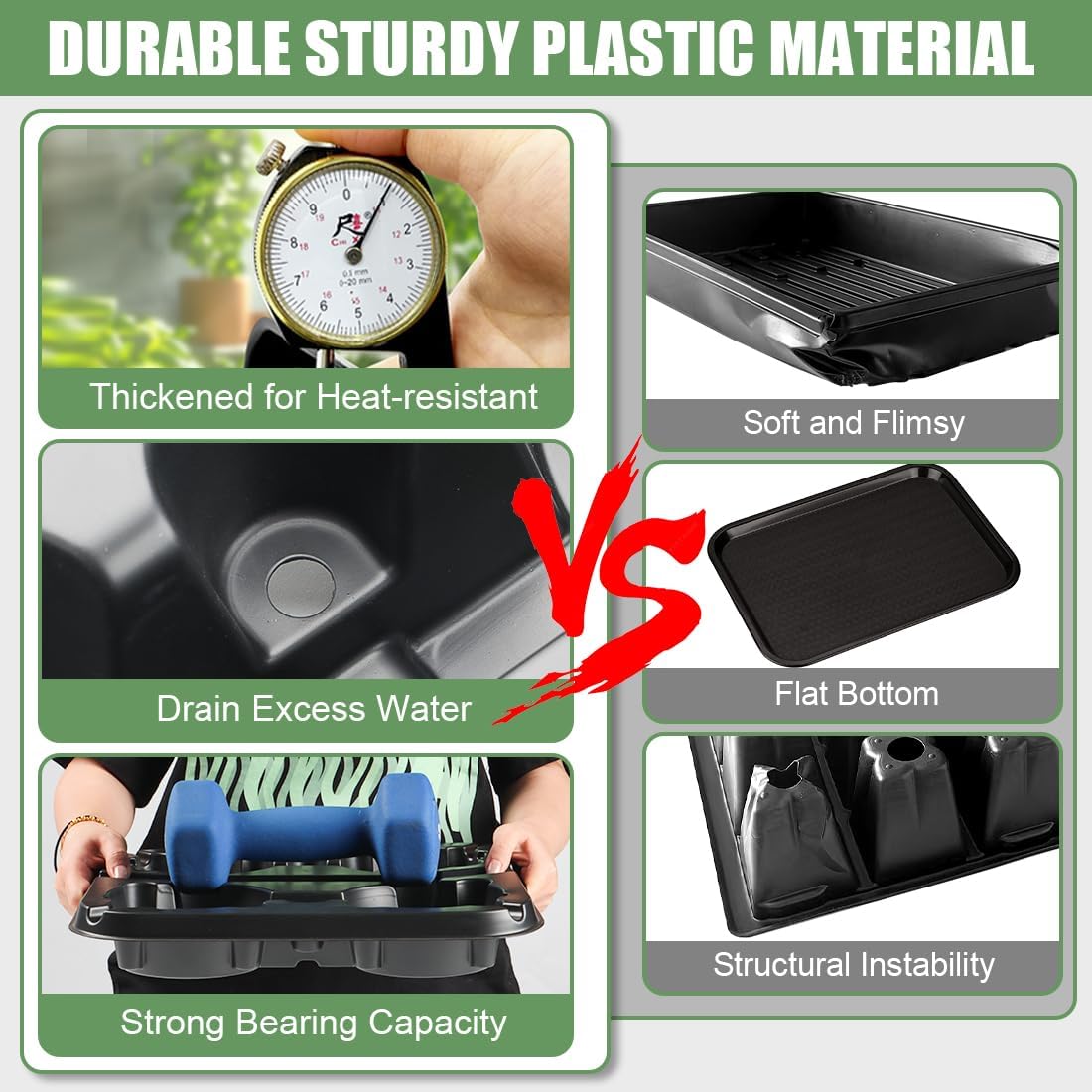 4 Cell Round Nursery Pot Trays for 5-6 Inch Pots, Thickened Sturdy Seedling Pot Shuttle Tray, Durable Nursery Pots Carrying Tray for Holding 5-6 inch Plastic Plant Pots (12.6" Square, 10-Pack)