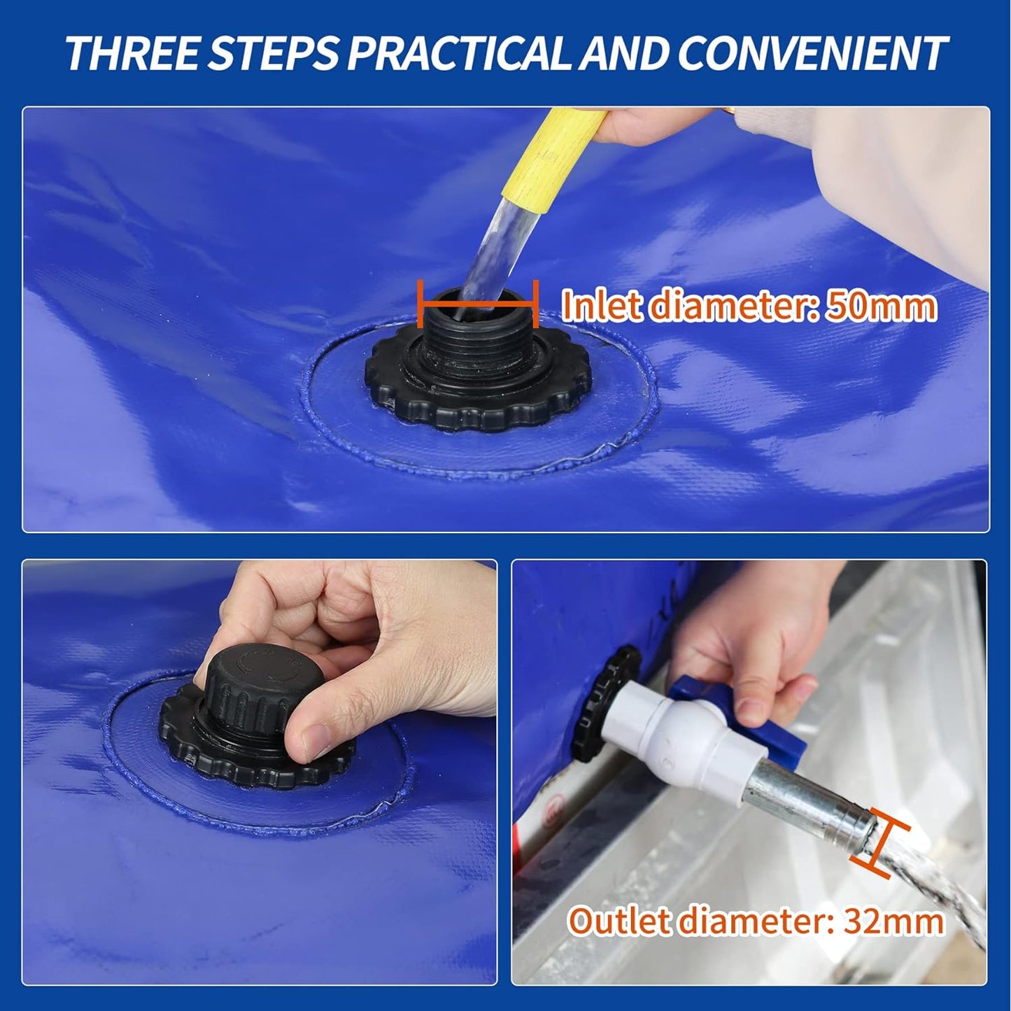 3000 L/792.5 gal Water Bladder Storage Containers, Foldable Portable Water Tank Large Capacity Soft Water Bag, Drought Resistance, Fire Prevention, Emergency Water