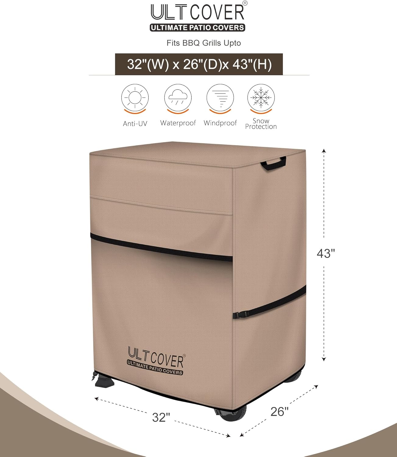 ULTCOVER Waterproof Grill Cover 32 inch, Heavy Duty BBQ Cover for 2 Burners Outdoor Gas Barbecue Grill