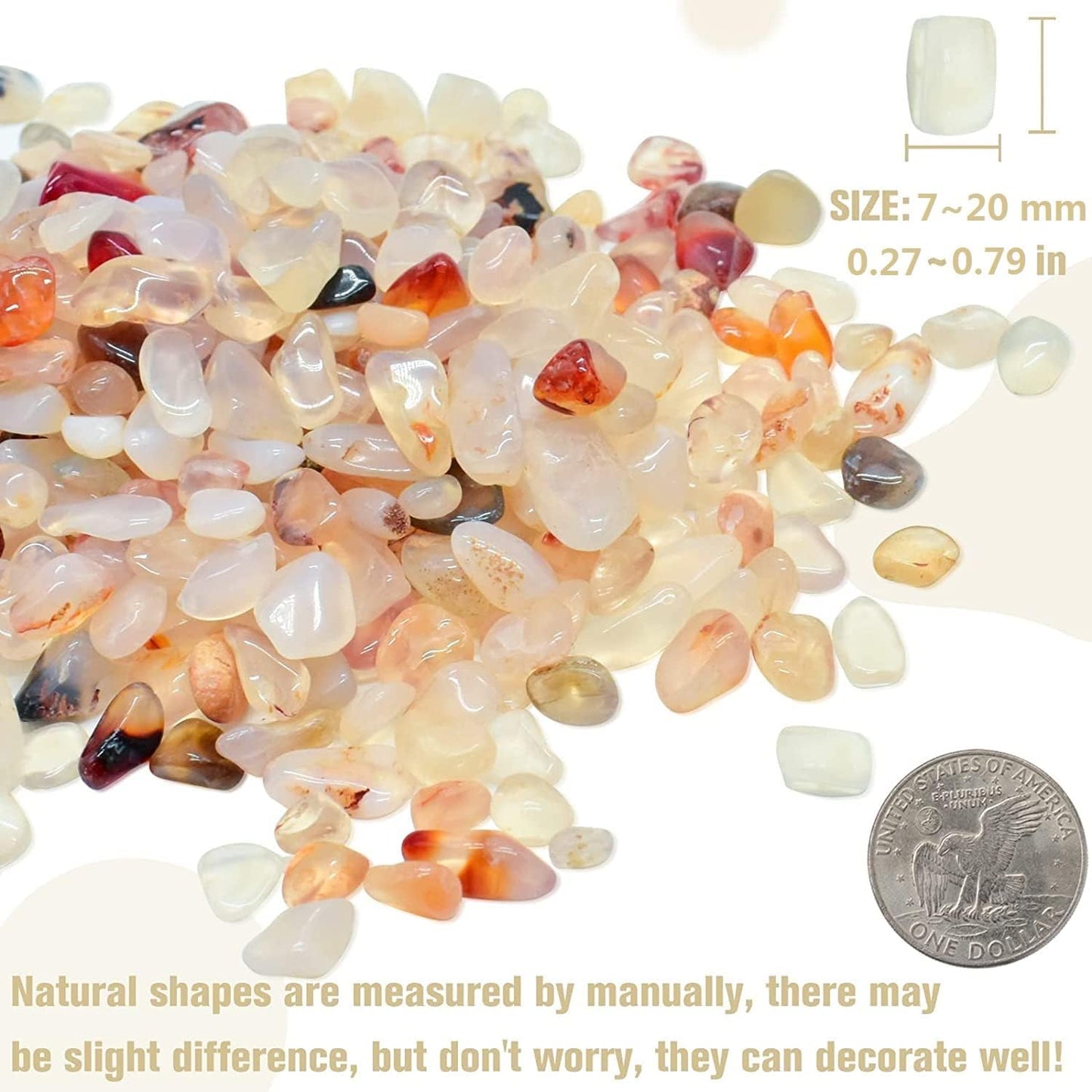 Halatool Crystal Pebbles 8 LB Bulk Bag 0.27"- 0.79" Natural Landscaping Pebbles Aquarium Gravel Decorative Polished Stone Suitable for Plants Home Decoration DIY Handmade Fish Tanks Vase Filler