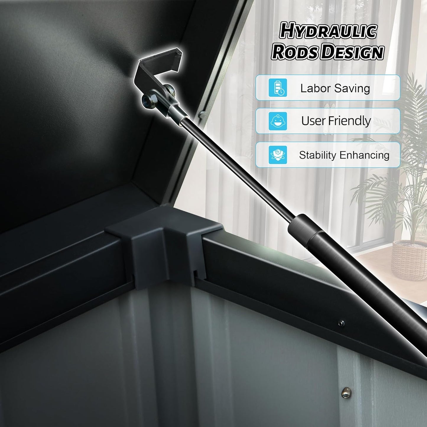 120 Gallon Metal Deck Box,Waterproof Outdoor Storage Box, Large Patio Furniture Storage Chest/Cabinet, Lockable Storage Bench for Porch Package Delivery,Cushions,Tools, Pool, Grey