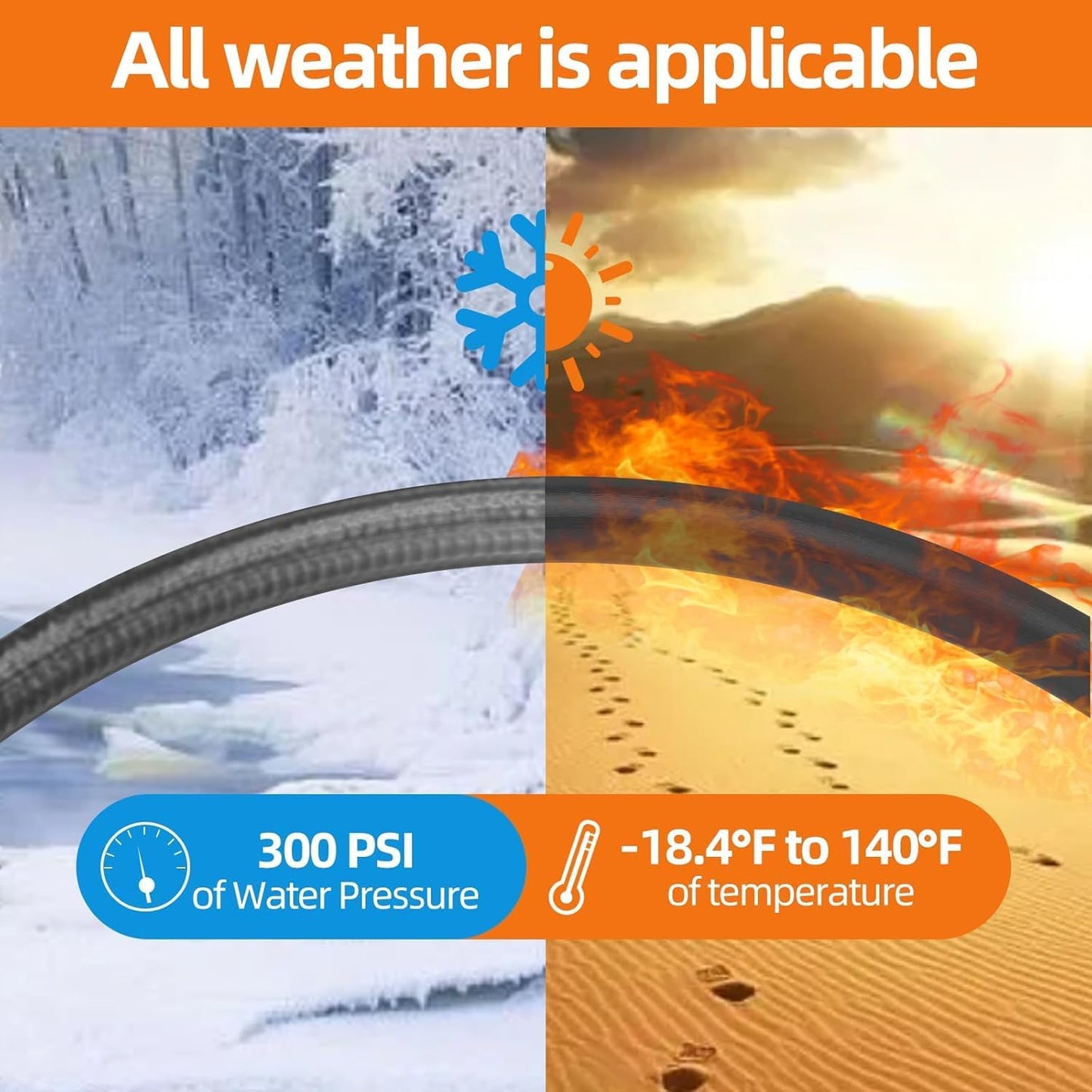 Garden Water Hose 50 ft x 3/4 in Heavy Duty, Flexible and Lightweight, Burst 600 psi, Kink-less Hybrid Rubber Pipe for Backyard, 3/4'' Brass Fittings, Black