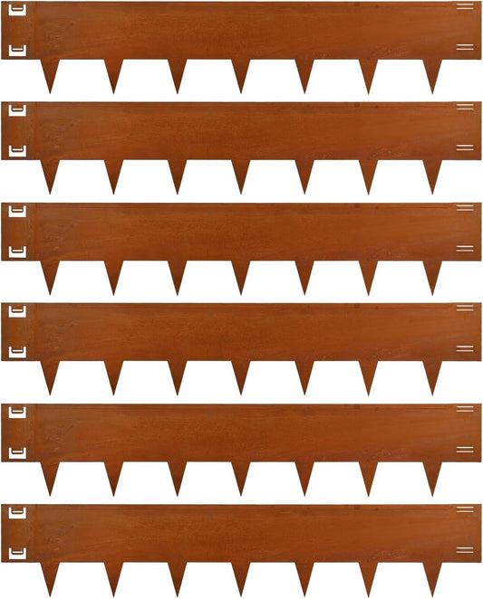 Cor-Ten Steel Landscape Lawn Edging, 40" L x 8" H,6 Pack Steel Edging for Landscaping,Metal Landscape Edging, Metal Edging for Landscaping(180 Degree Bend, Rusted)
